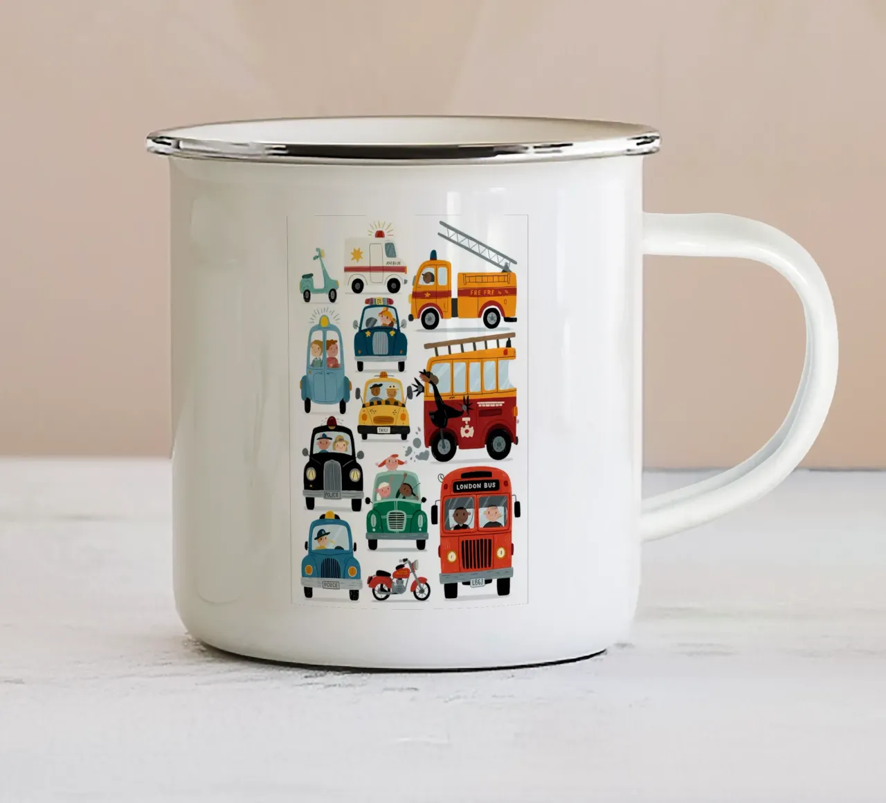 Auto minimalista tazza in smalto da PosterByFly