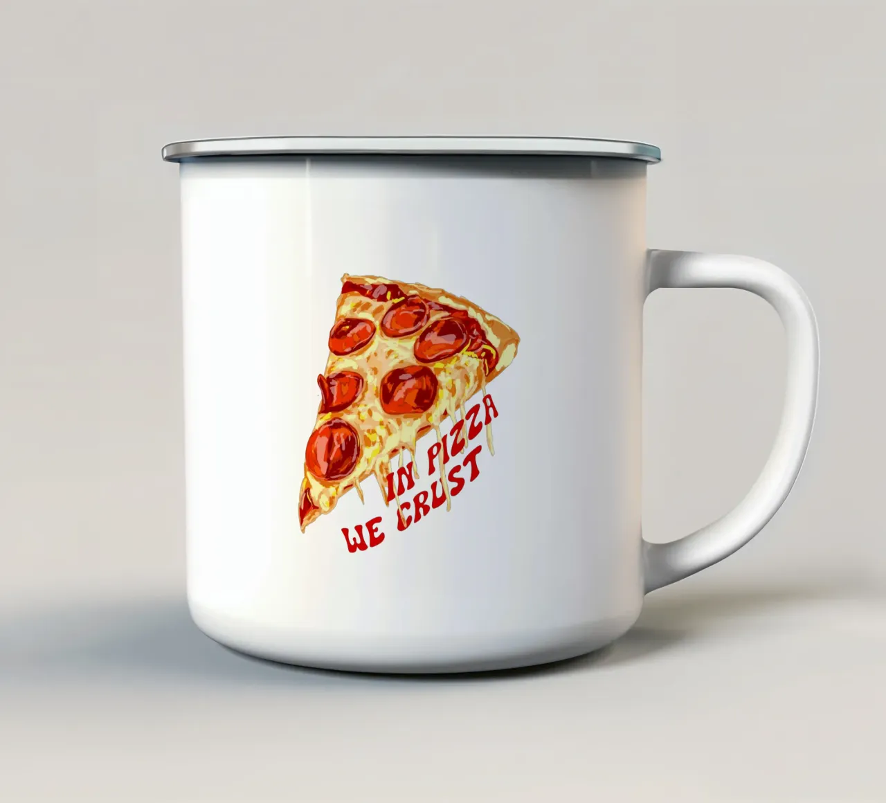 In Pizza We Crust - Pepperoni Slice tazza in smalto da EDMPROJECT