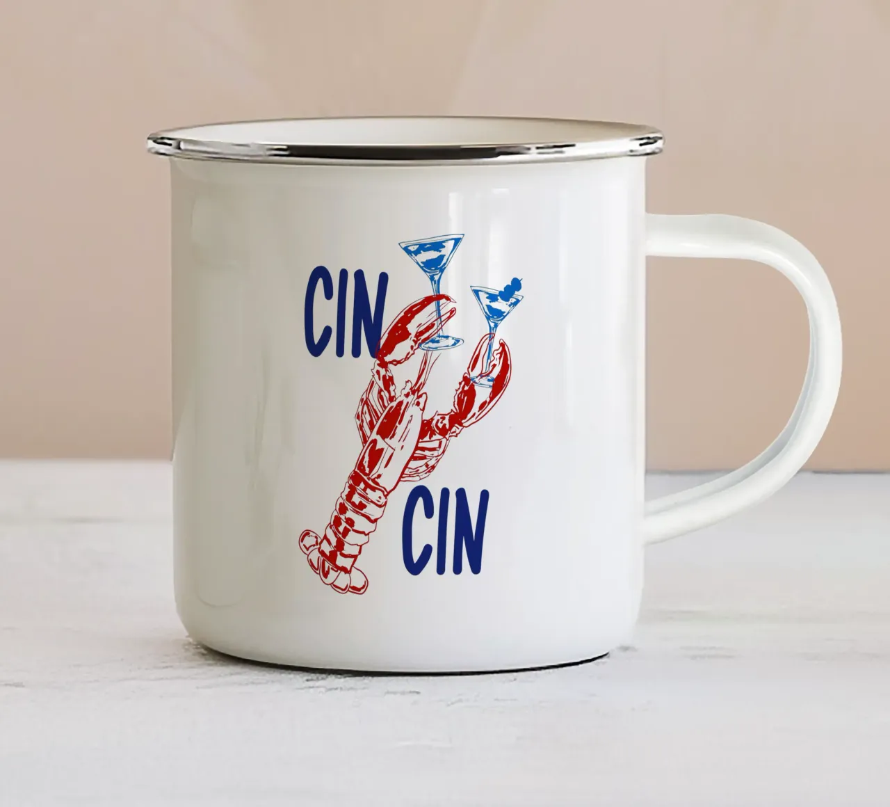 Cin Cin Kreeft Illustratie emaille mok van EDMPROJECT
