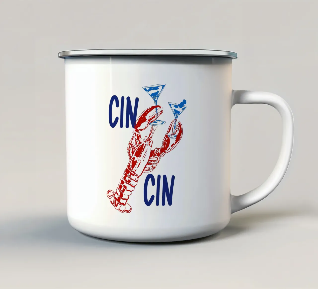 Cin Cin Kreeft Illustratie emaille mok van EDMPROJECT