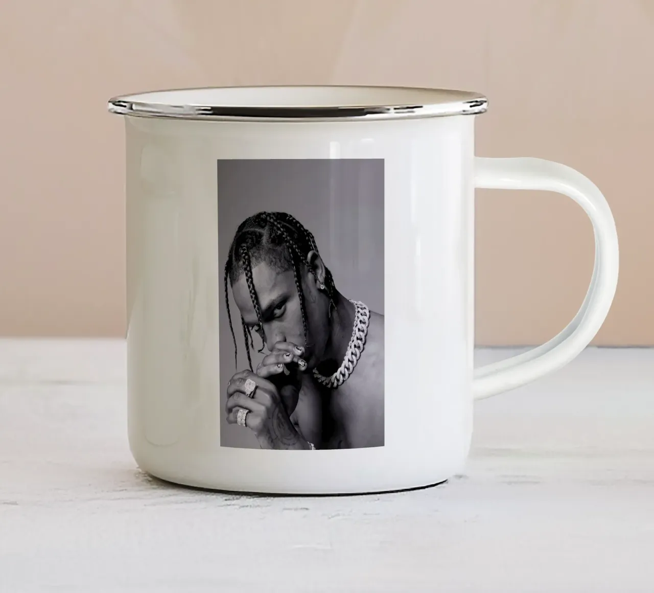 Black And White Travis Scott STyle tazza in smalto da IGOR G