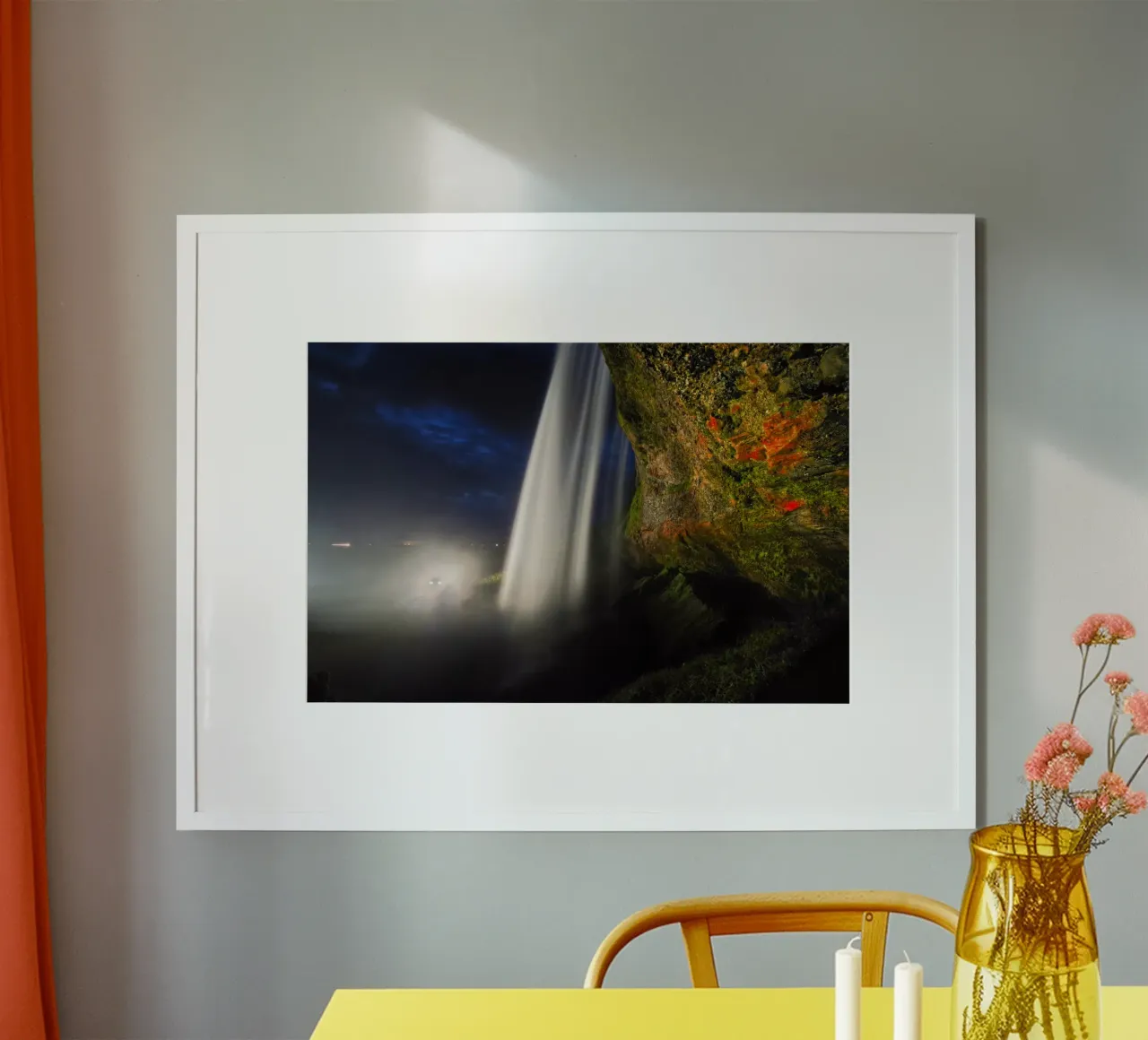 Dietro la cascata di notte carta hahnemühle da Fjöllart