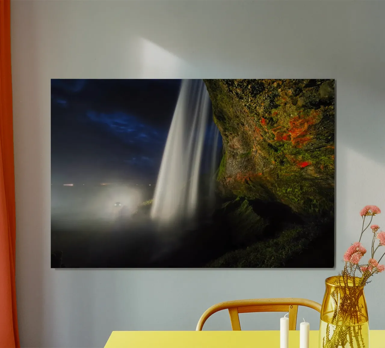 Dietro la cascata di notte carta hahnemühle da Fjöllart
