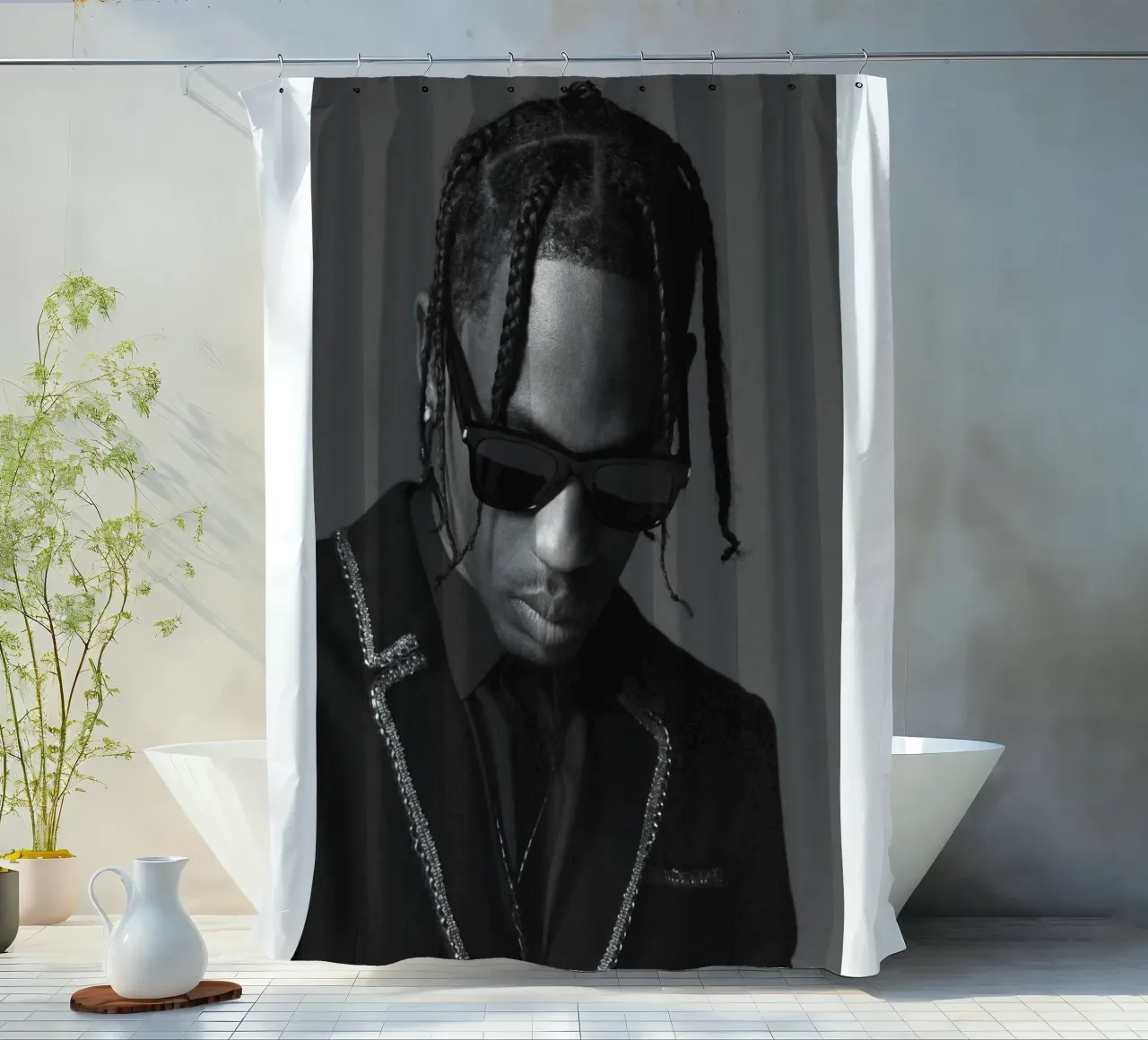 Black And White Formal Style From Travis Scott Poster tenda da doccia da IGOR G