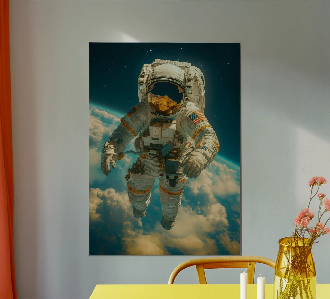 Astronauti nel cielo alluminio dibond da tamarind