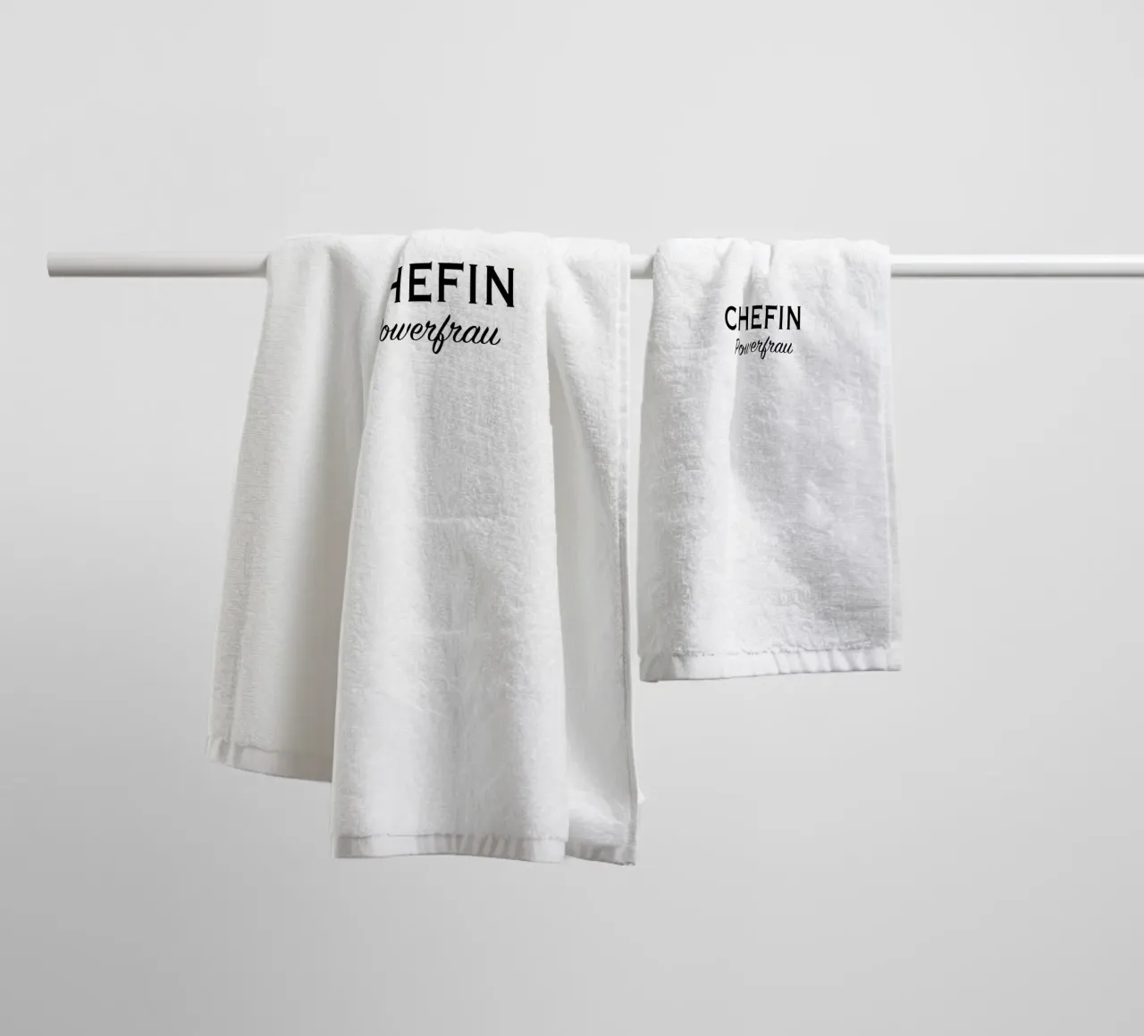 Chefin powerfrau text II towel by gulsengunel