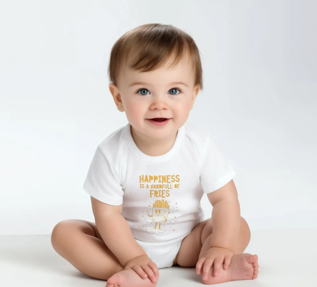 Retro Pommes caractère Happiness jaune blanc body bébé de Studio Frances M