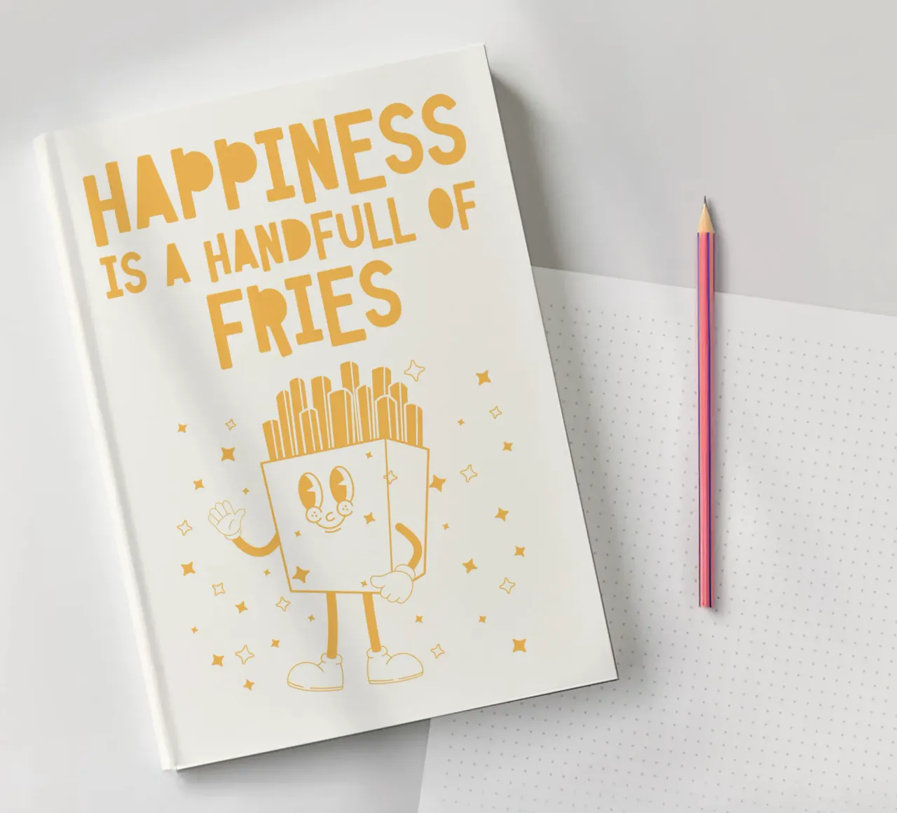 Retro Pommes caractère Happiness jaune blanc carnet de notes de Studio Frances M
