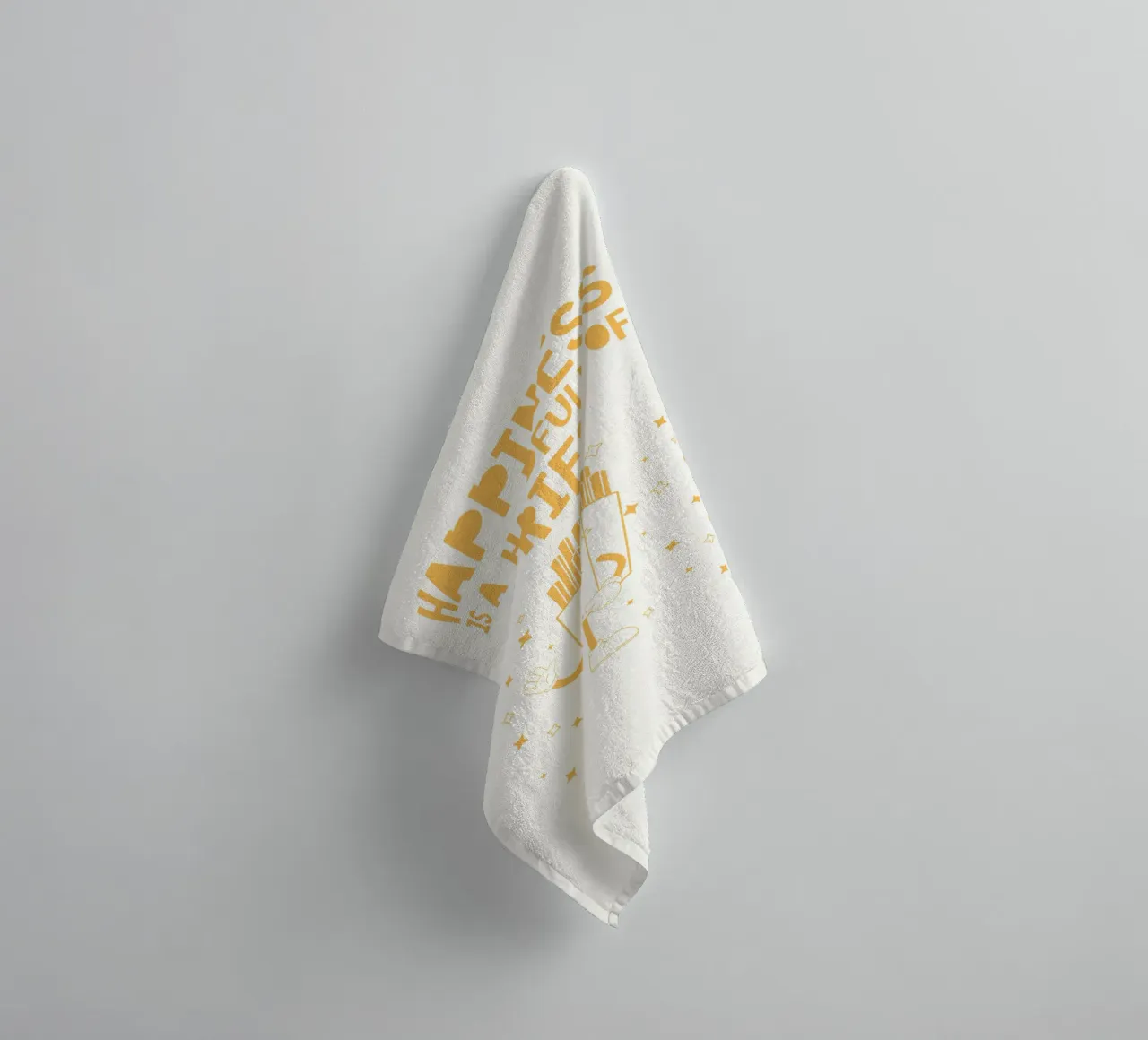 Retro Pommes caractère Happiness jaune blanc serviette de bain de Studio Frances M