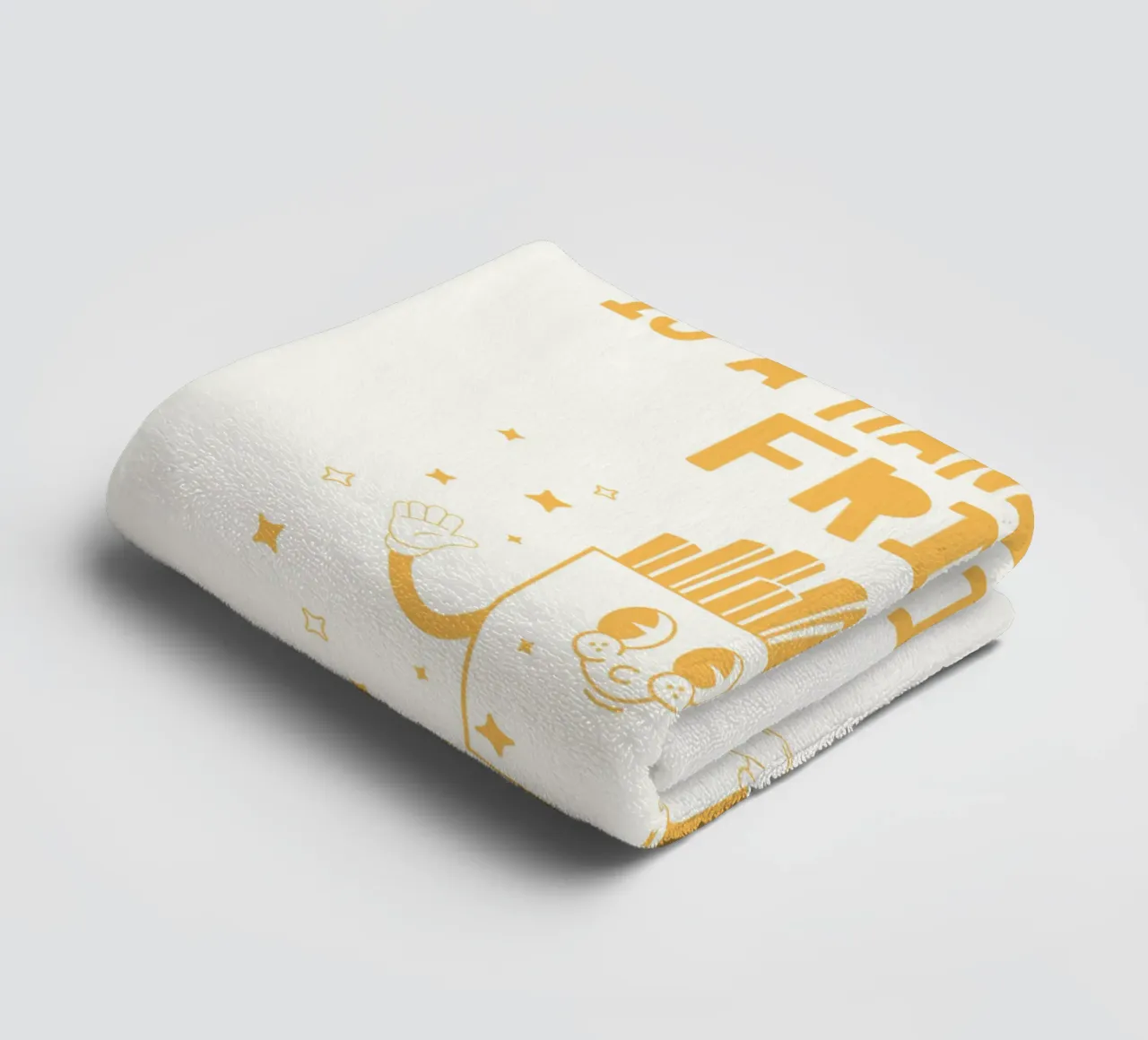 Retro Pommes caractère Happiness jaune blanc serviette de bain de Studio Frances M