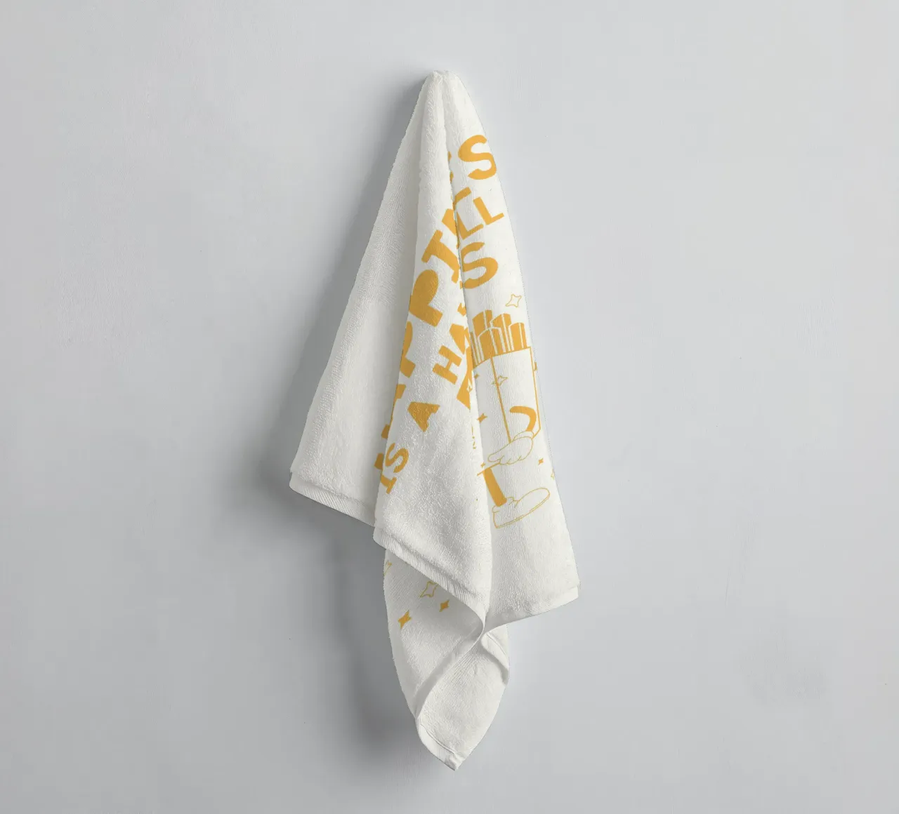 Retro Pommes caractère Happiness jaune blanc serviette de bain de Studio Frances M
