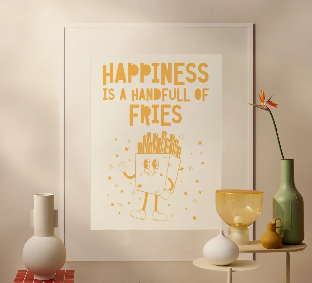 Retro Pommes caractère Happiness jaune blanc hahnemühle de Studio Frances M