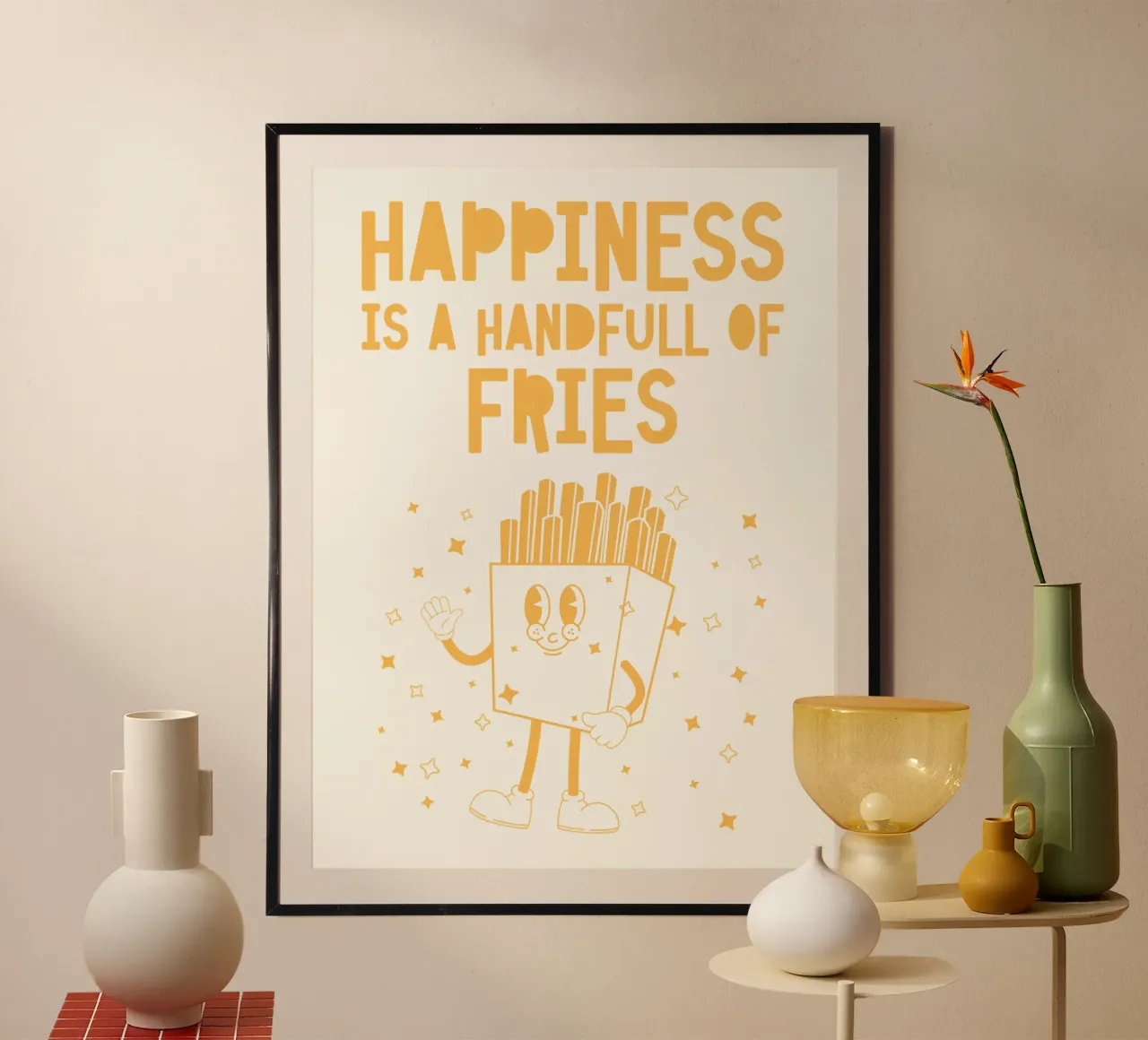 Retro Pommes caractère Happiness jaune blanc hahnemühle de Studio Frances M