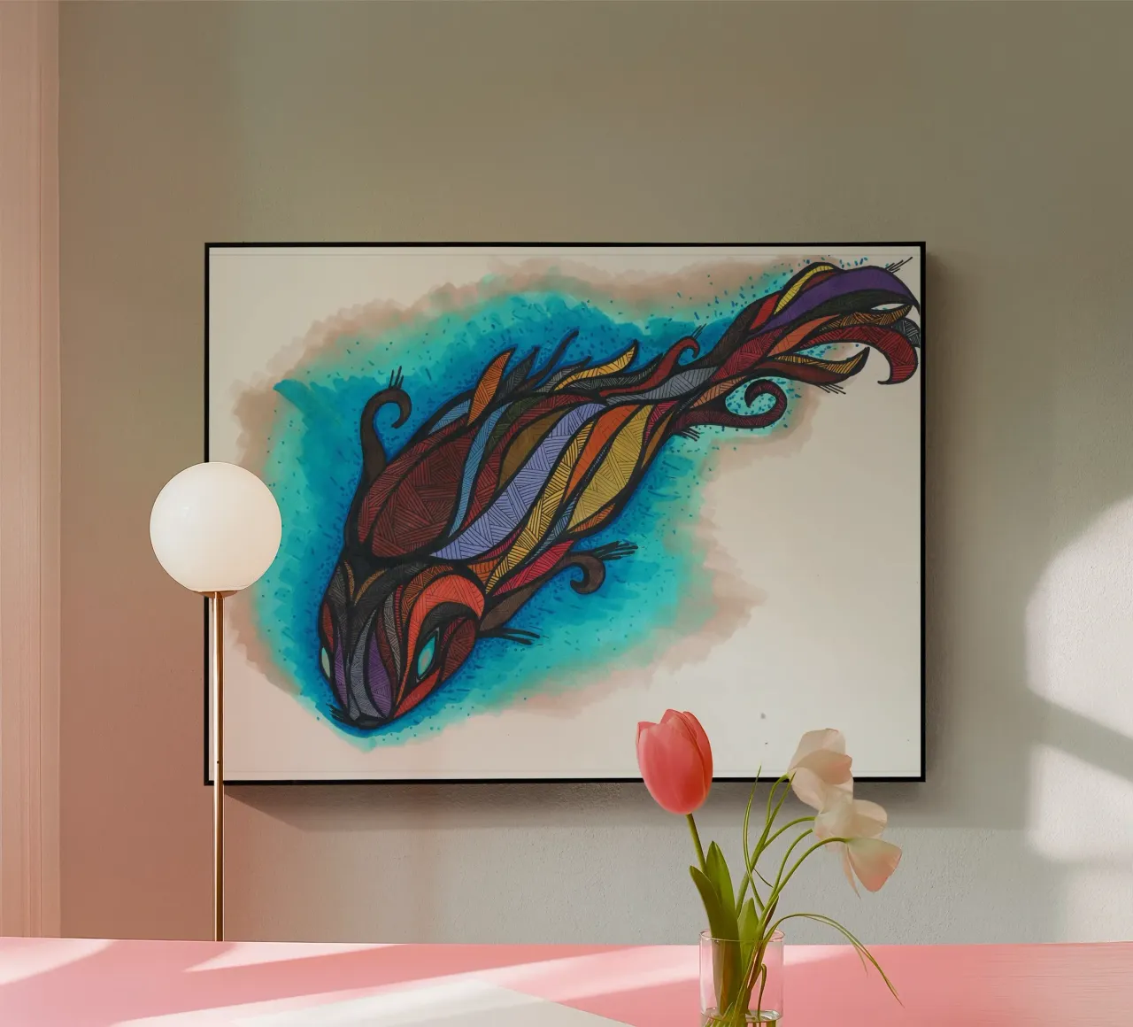 Rainbow Koi plexiglass da sini-bini