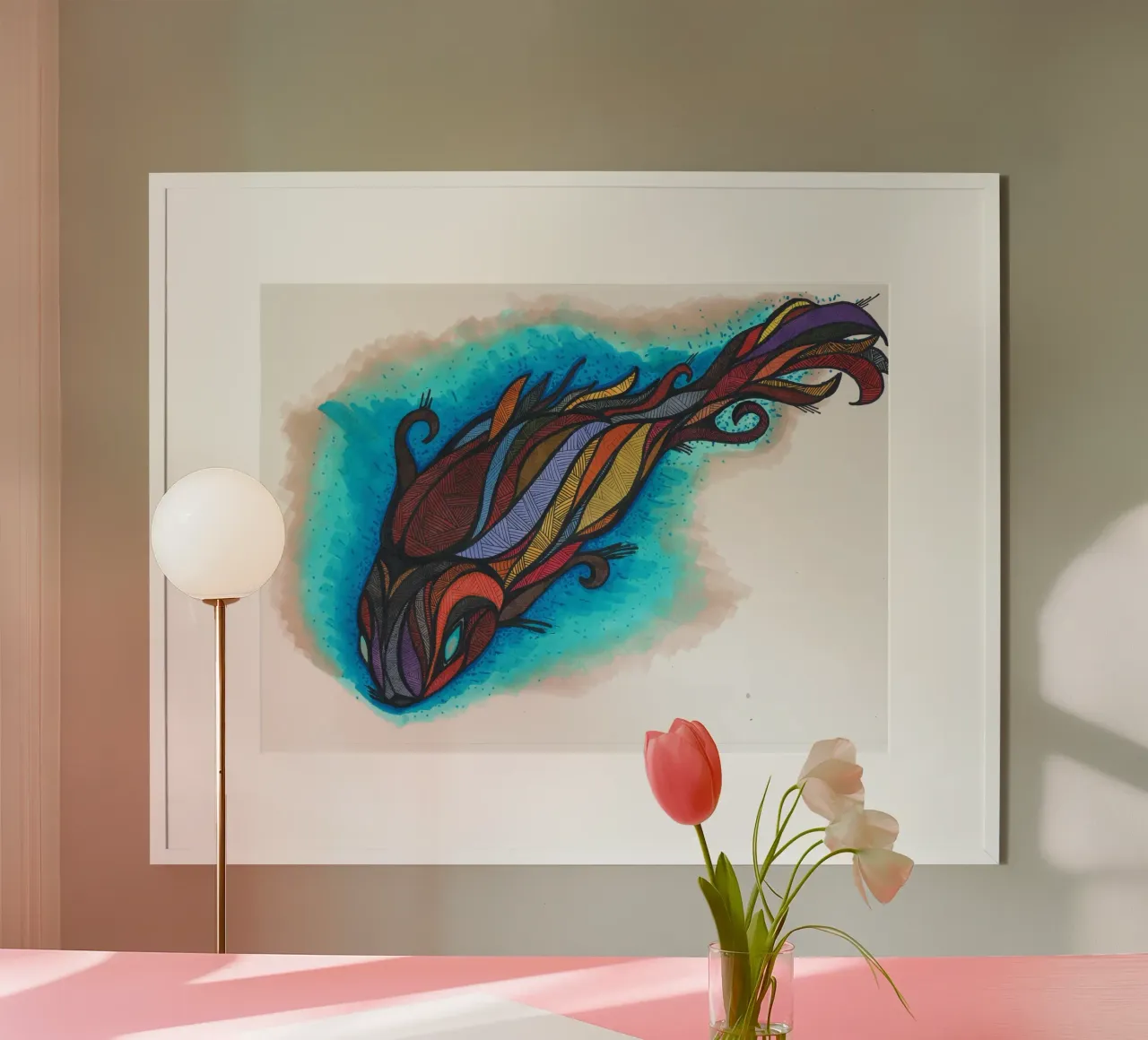 Rainbow Koi carta hahnemühle da sini-bini