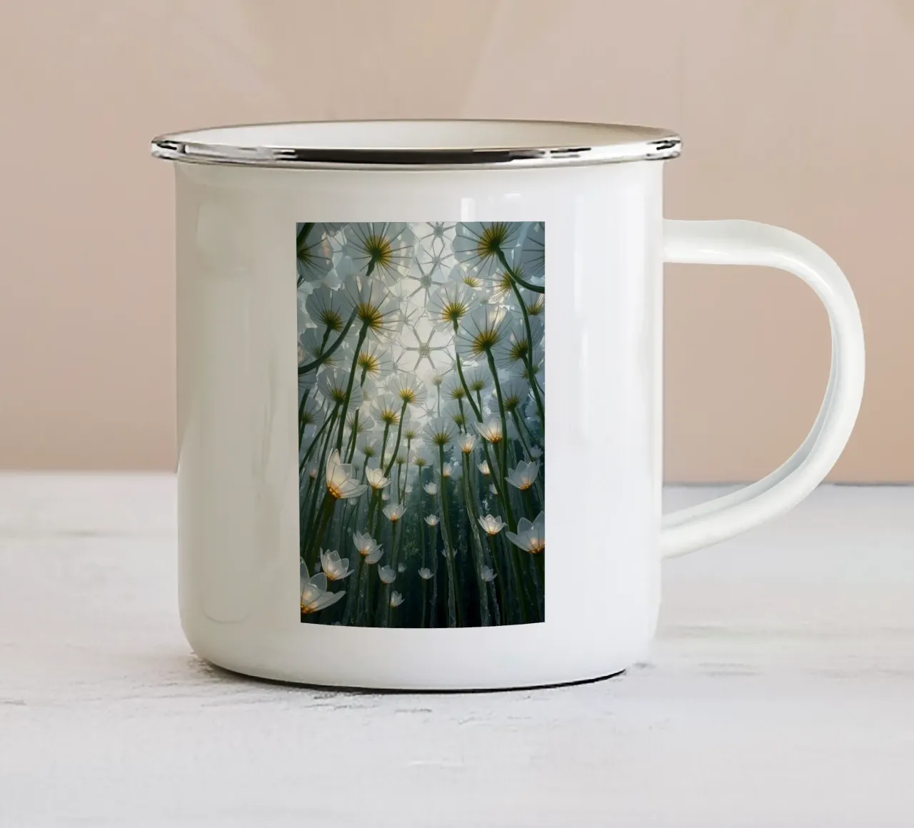 Luminari radiosi: Uno sguardo abbagliante tazza in smalto da Artistic-shop