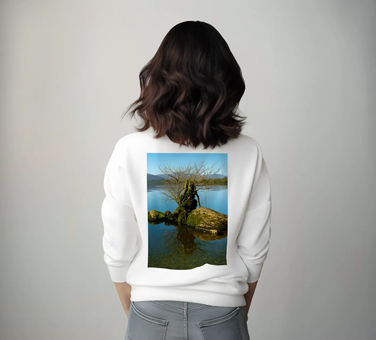 dry tree in the middle of lake sweatshirt by tamarind