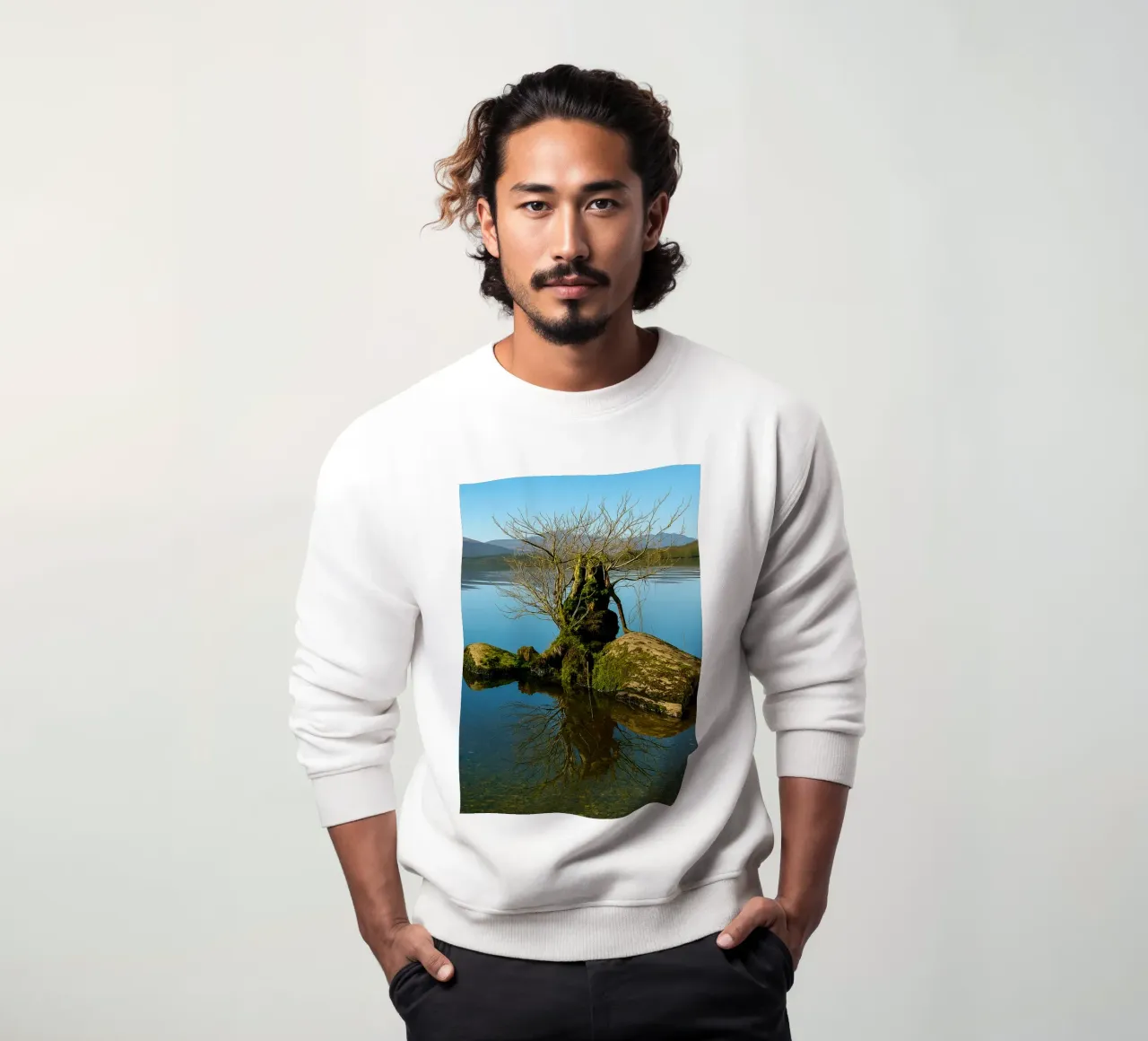 dry tree in the middle of lake sweatshirt by tamarind