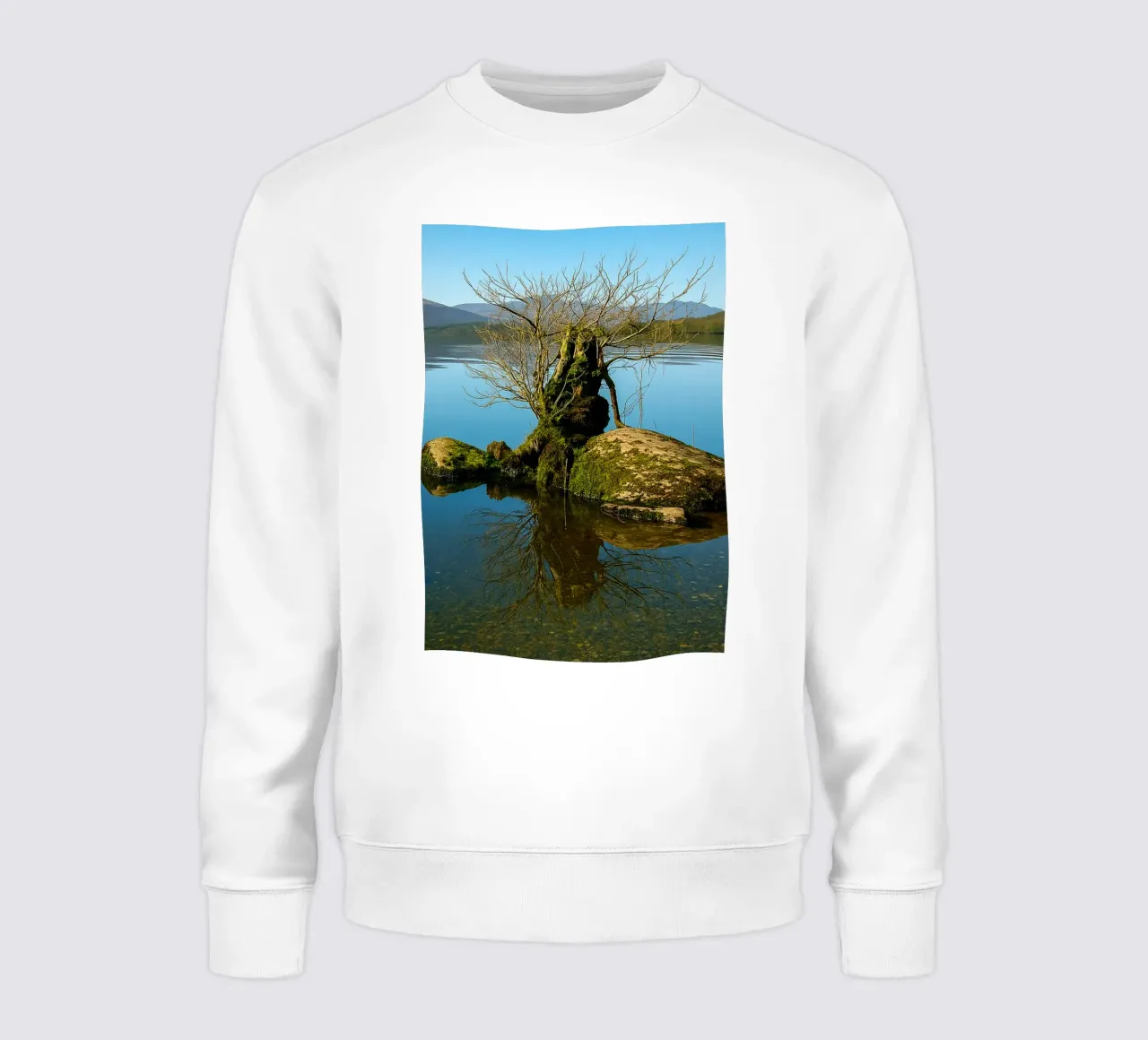 dry tree in the middle of lake sweatshirt by tamarind
