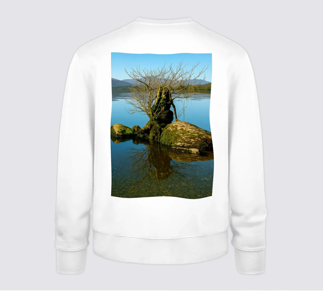 dry tree in the middle of lake sweatshirt by tamarind