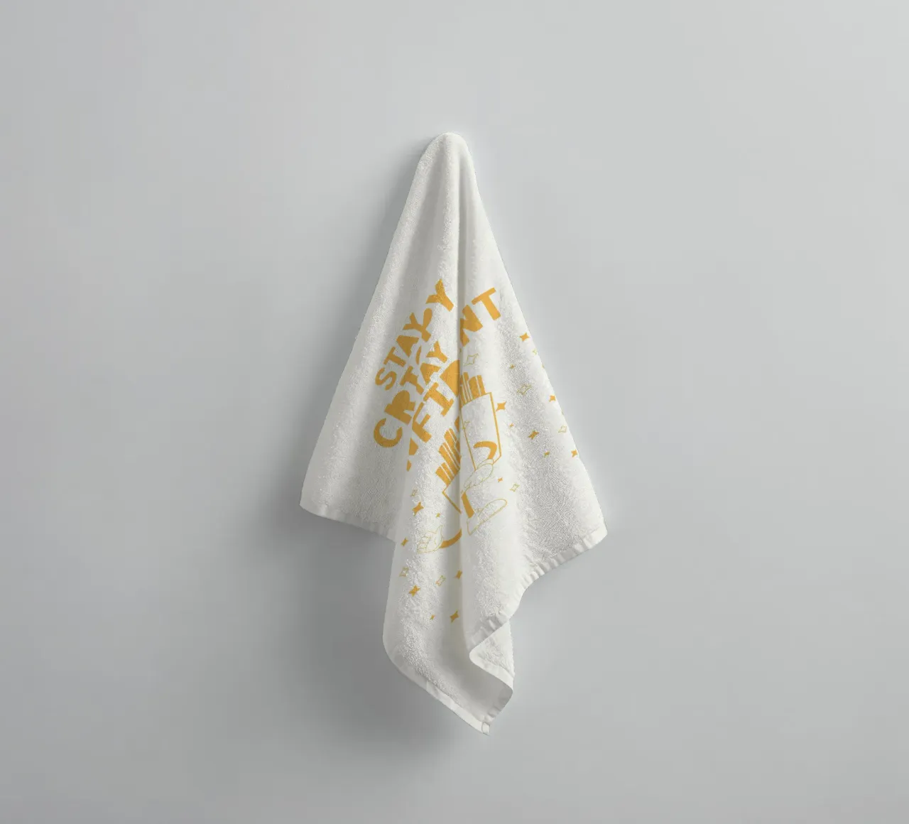 Retro French Character Stay Crispy Stay Confident Jaune Blanc serviette de bain de Studio Frances M