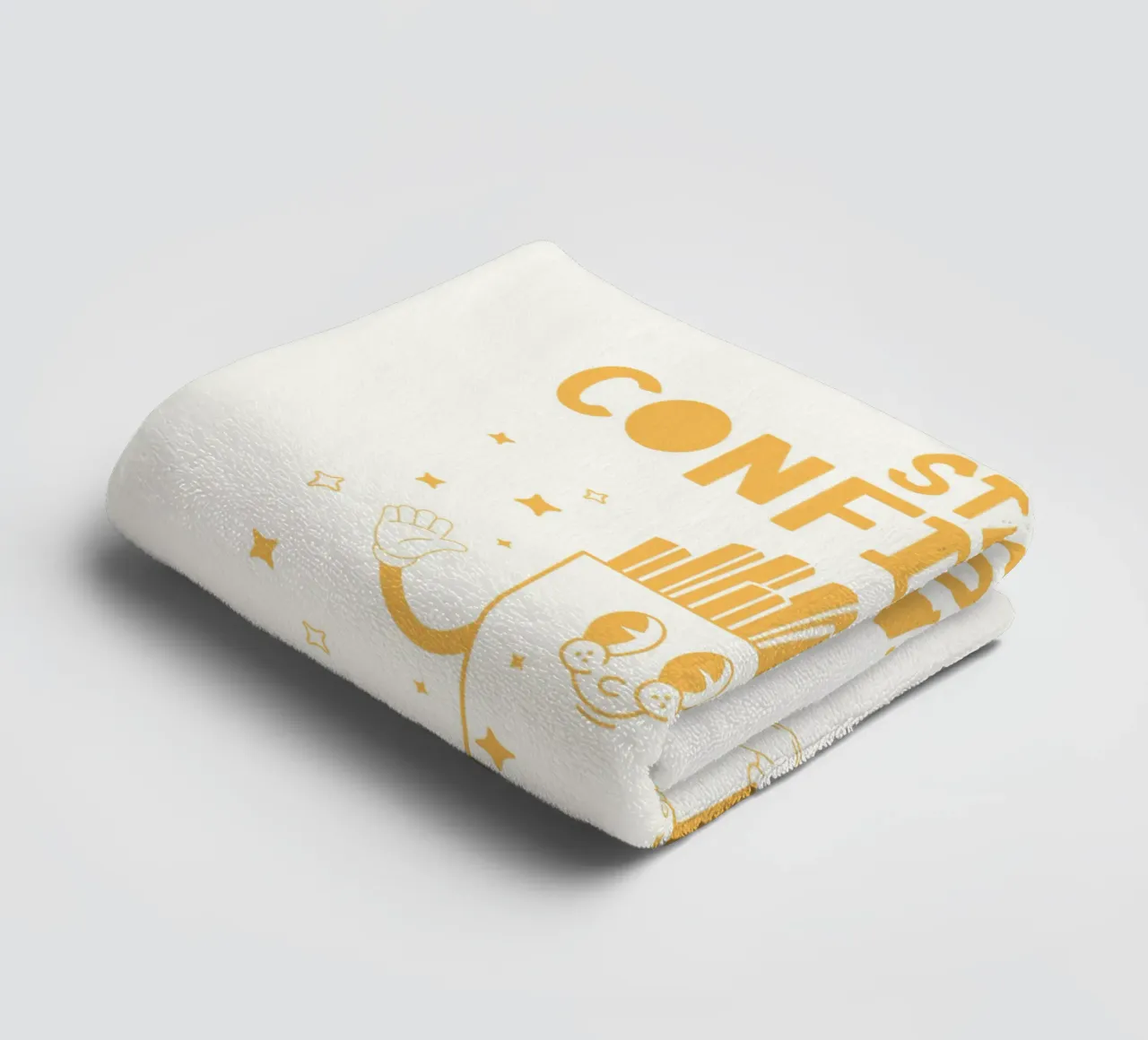 Retro French Character Stay Crispy Stay Confident Jaune Blanc serviette de bain de Studio Frances M