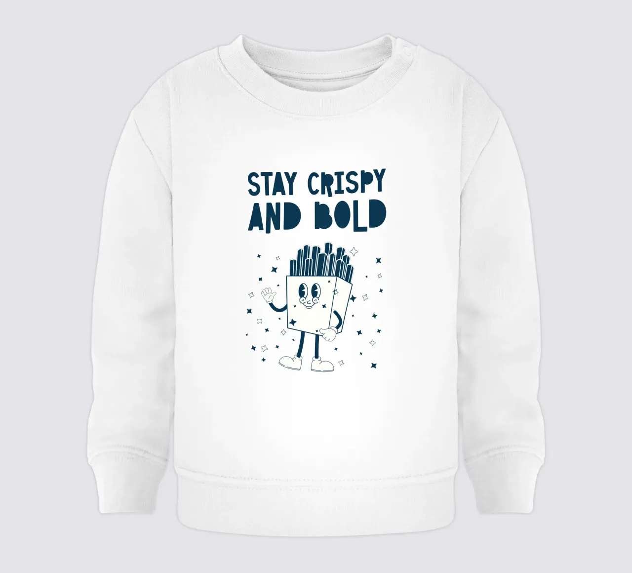 Retro Fries Character Stay Crispy And Bold Azul Blanco sudadera de bebé de Studio Frances M