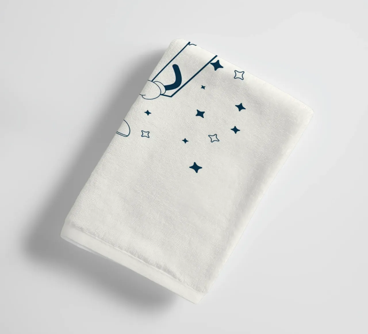 Retro Frietjes Karakter Blijf Knapperig En Vet Blauw Wit badhanddoek van Studio Frances M