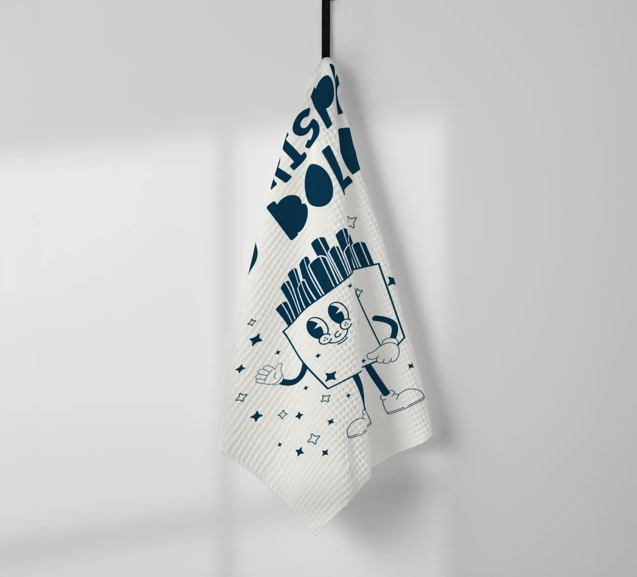 Retro French Character Stay Crispy And Bold Bleu Blanc torchon de Studio Frances M