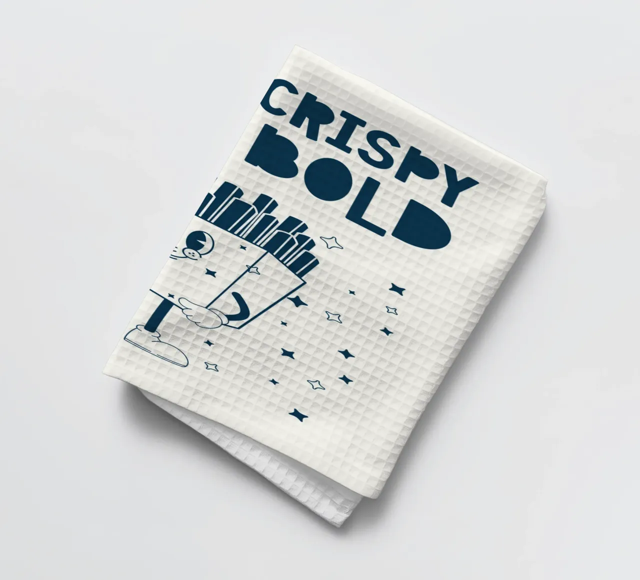 Retro French Character Stay Crispy And Bold Bleu Blanc torchon de Studio Frances M