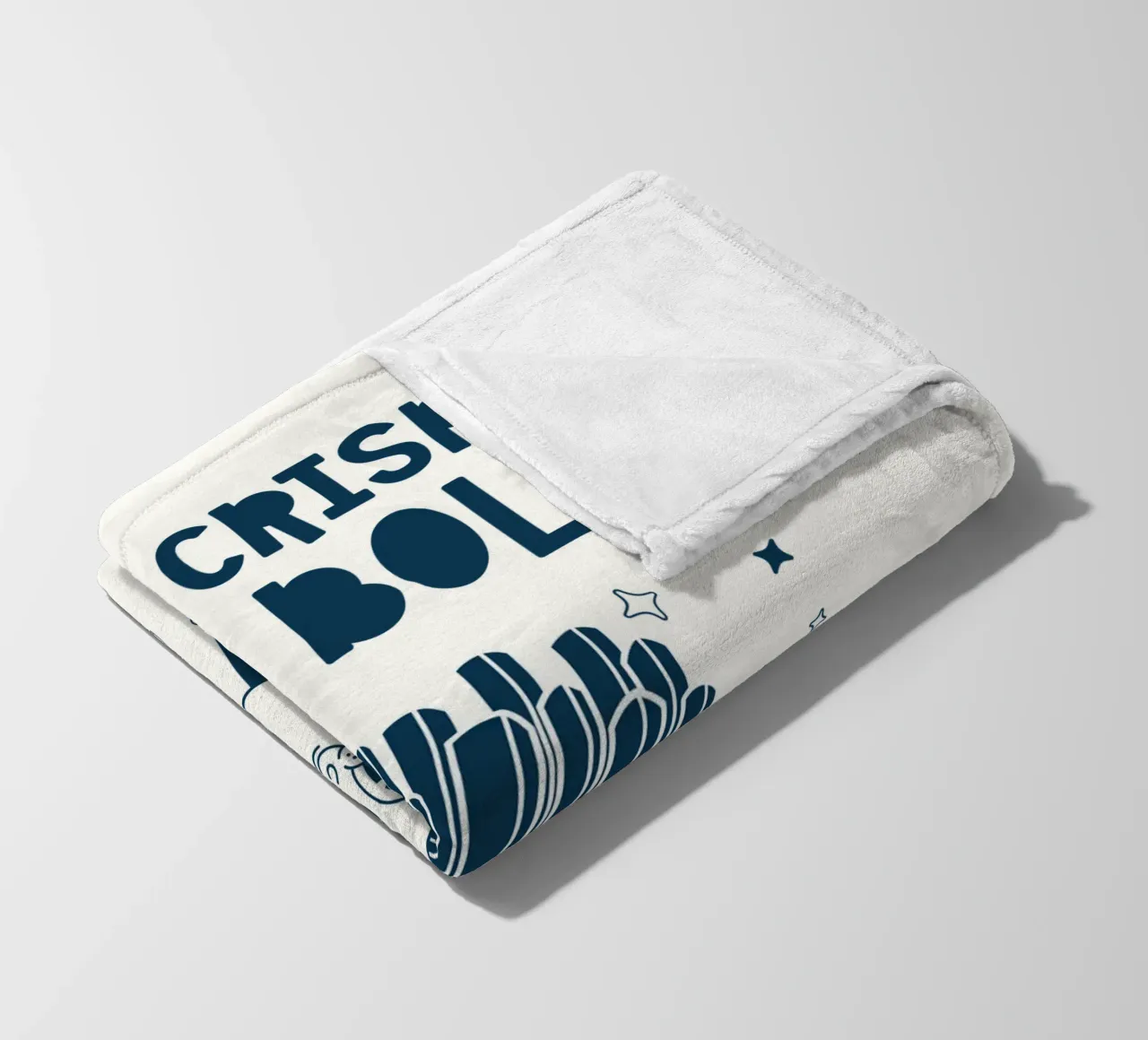 Retro Pommes Charakter Stay Crispy And Bold Blau Weiß Fleecedecke von Studio Frances M
