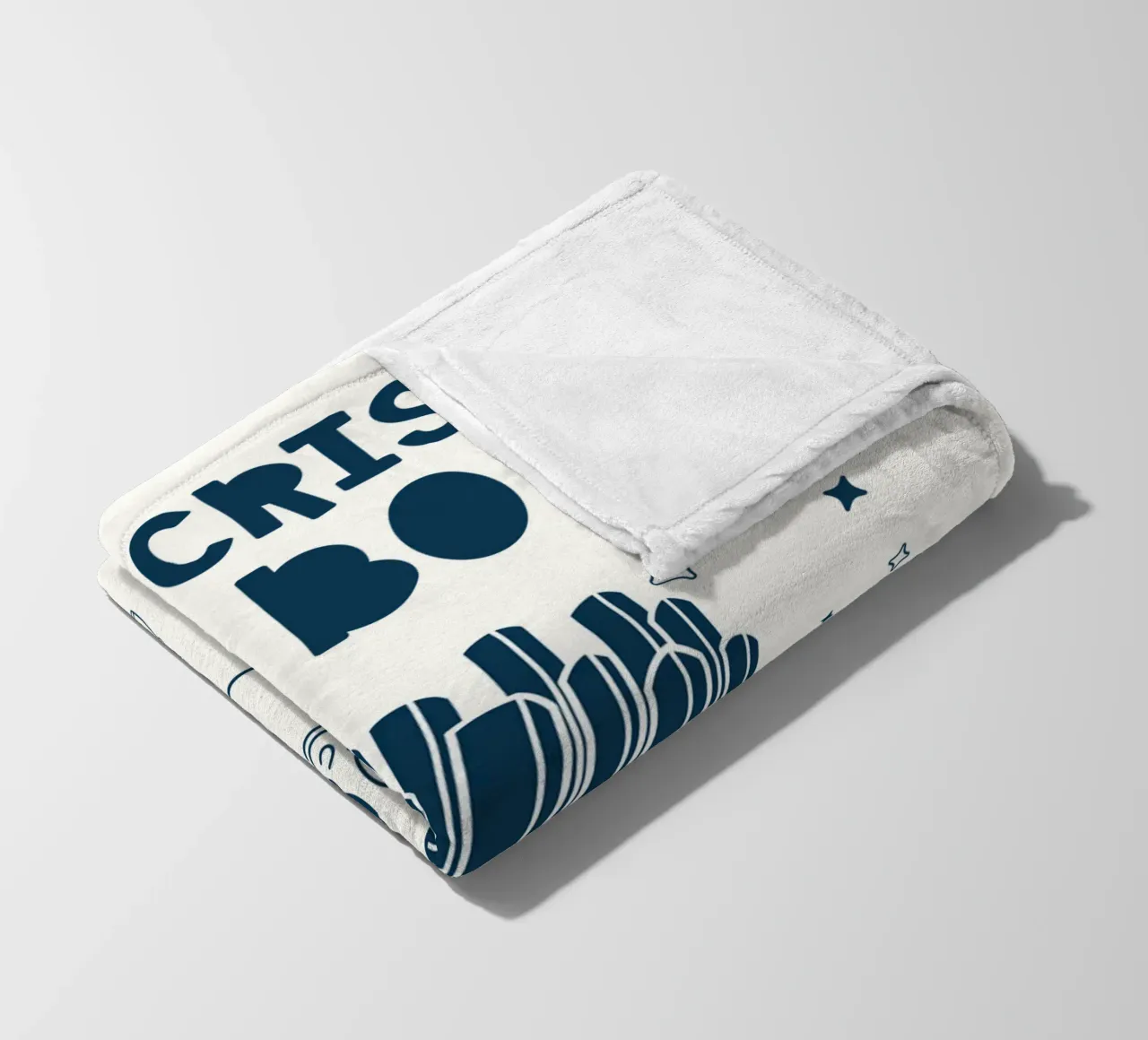 Retro Pommes Charakter Stay Crispy And Bold Blau Weiß Fleecedecke von Studio Frances M