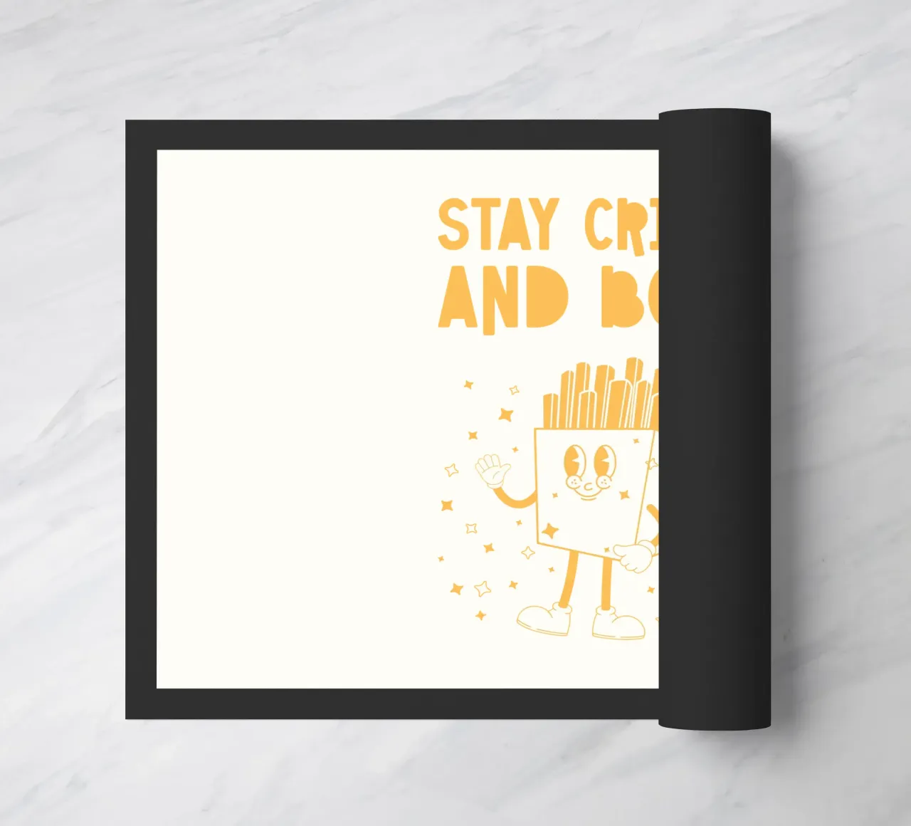 Retro Pommes Caractère Stay Crispy And Bold Jaune Blanc paillasson de Studio Frances M