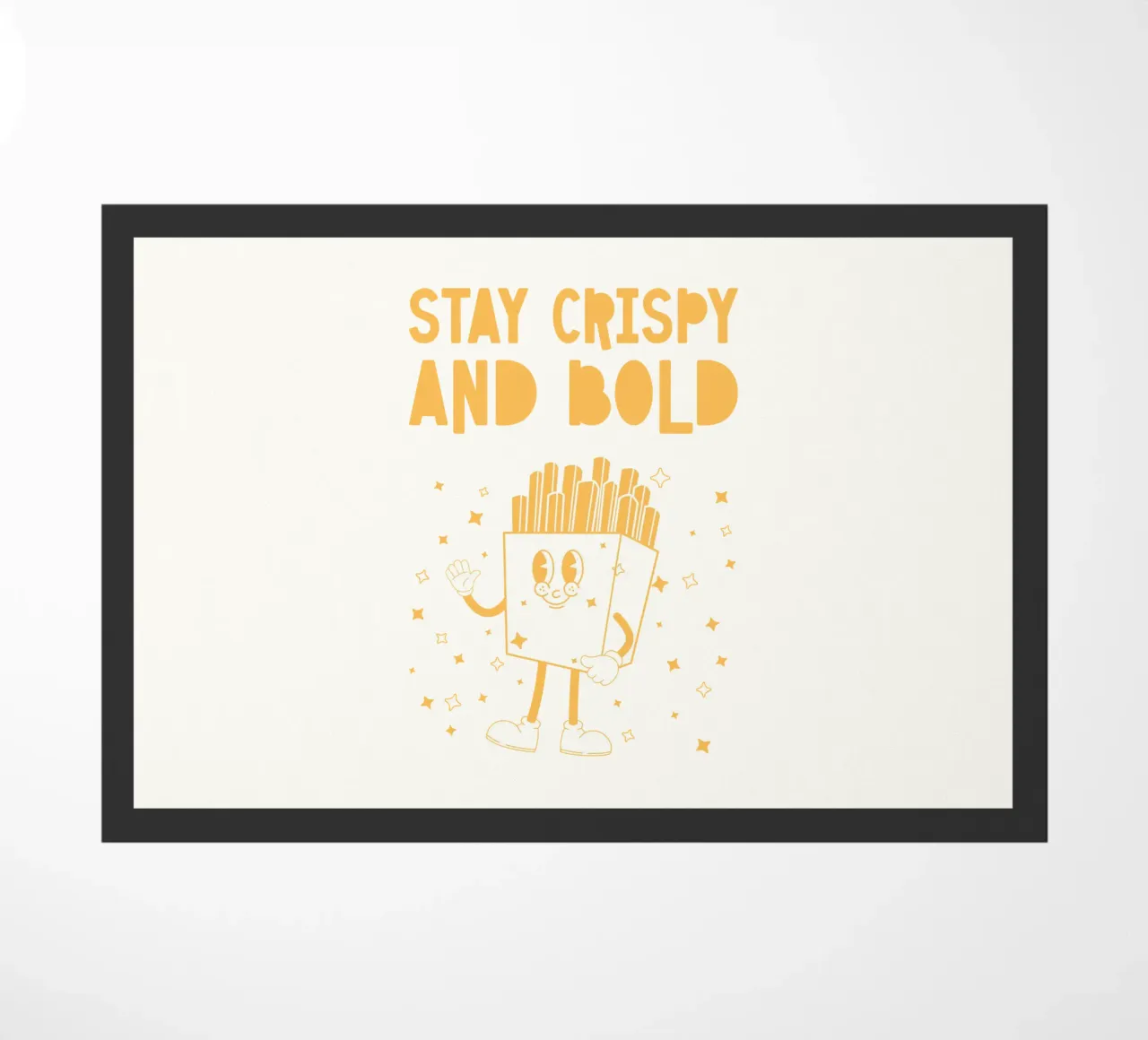 Retro Pommes Caractère Stay Crispy And Bold Jaune Blanc paillasson de Studio Frances M