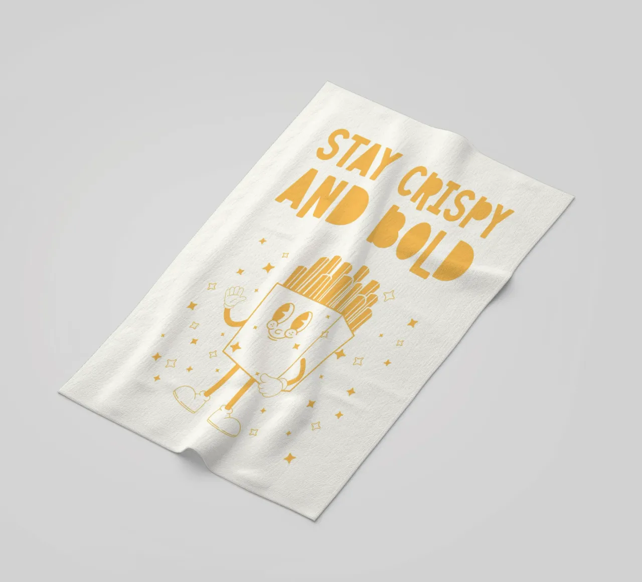 Retro Pommes Caractère Stay Crispy And Bold Jaune Blanc serviette de plage de Studio Frances M