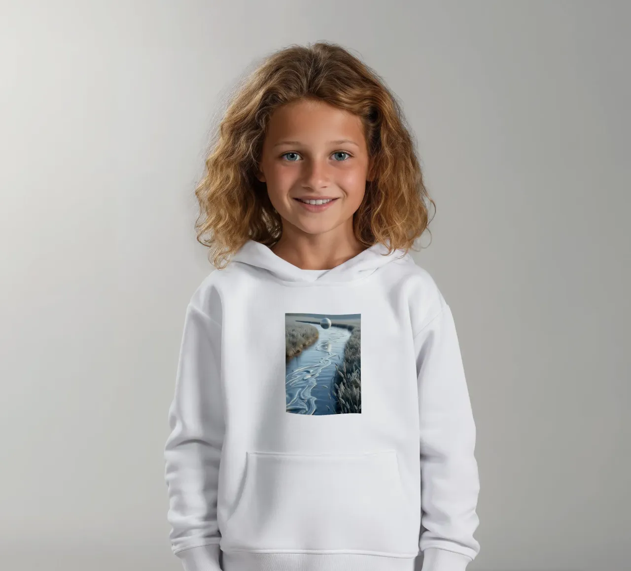 Paesaggio onirico sereno: Il riflesso di una sfera d'argento felpa bambino con cappuccio da Artistic-shop