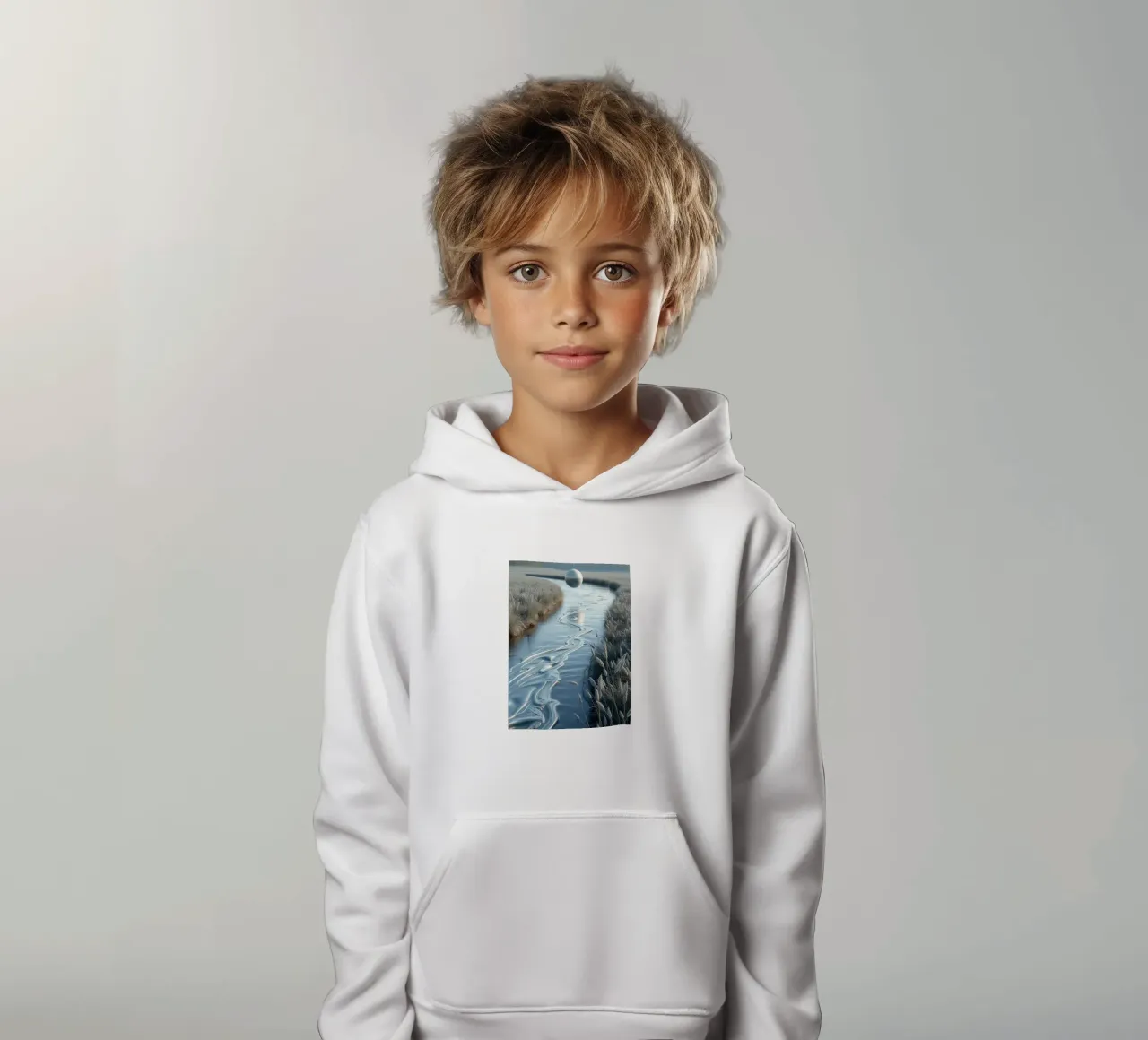 Paesaggio onirico sereno: Il riflesso di una sfera d'argento felpa bambino con cappuccio da Artistic-shop