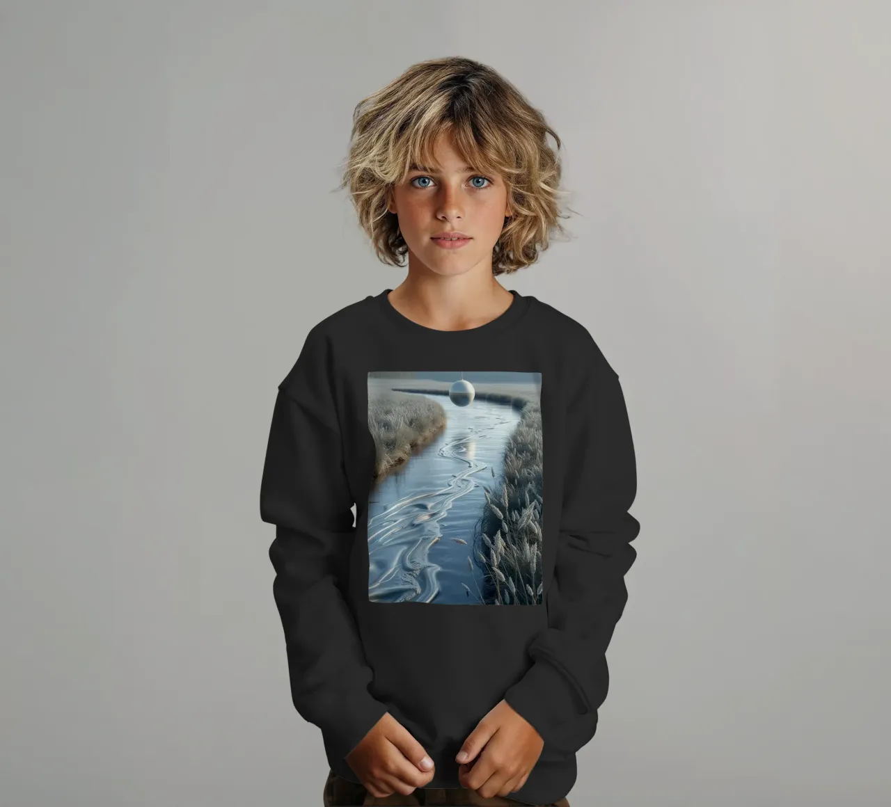 Paesaggio onirico sereno: Il riflesso di una sfera d'argento felpa bambino da Artistic-shop