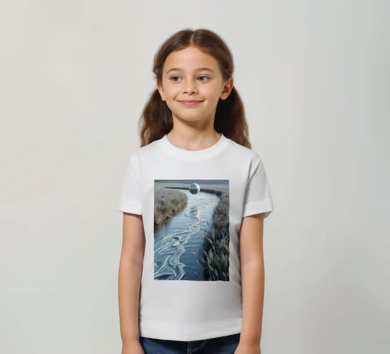 Paesaggio onirico sereno: Il riflesso di una sfera d'argento t-shirt bambini da Artistic-shop