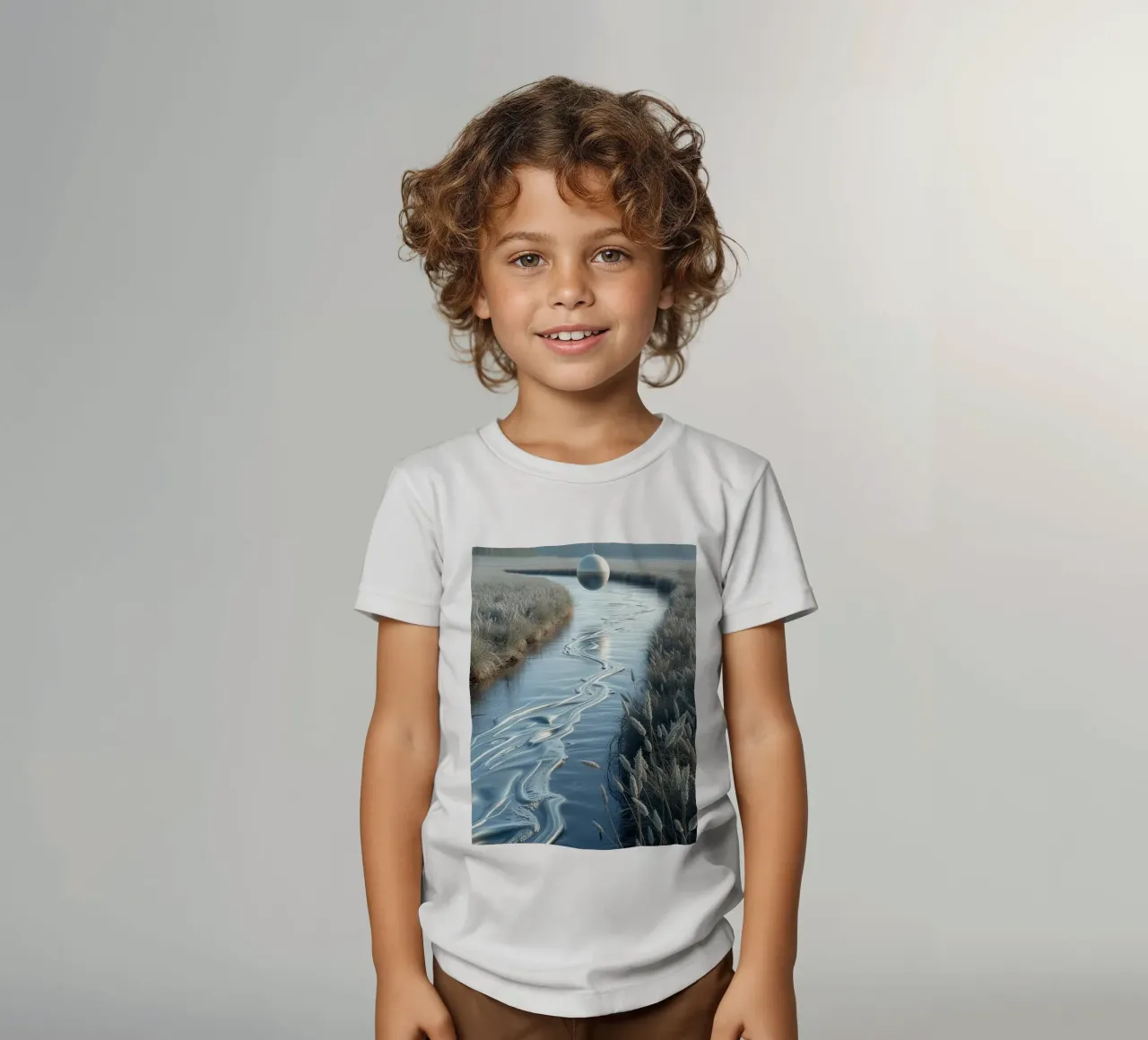 Paesaggio onirico sereno: Il riflesso di una sfera d'argento t-shirt bambini da Artistic-shop