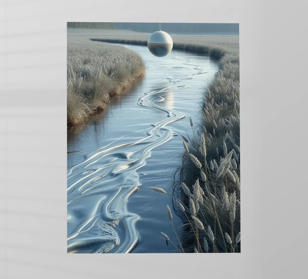 Gelassene Traumlandschaft: Die Reflexion einer Silberkugel Backlit Folie von Artistic-shop