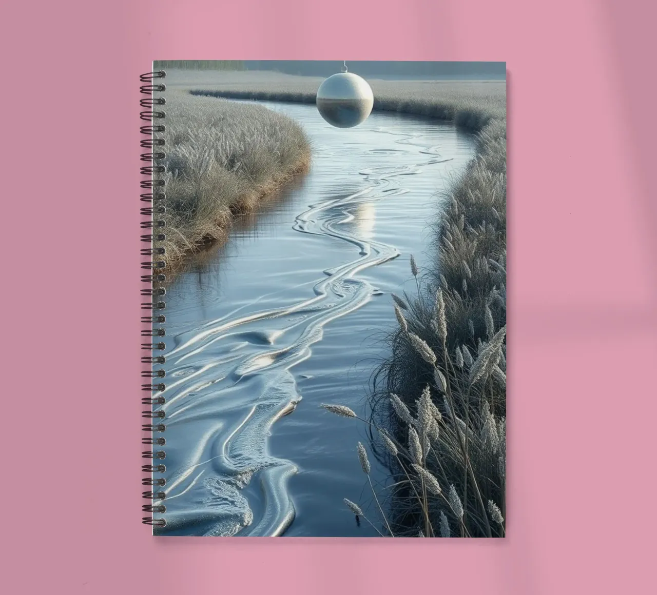 Paesaggio onirico sereno: Il riflesso di una sfera d'argento diario ad anelli da Artistic-shop