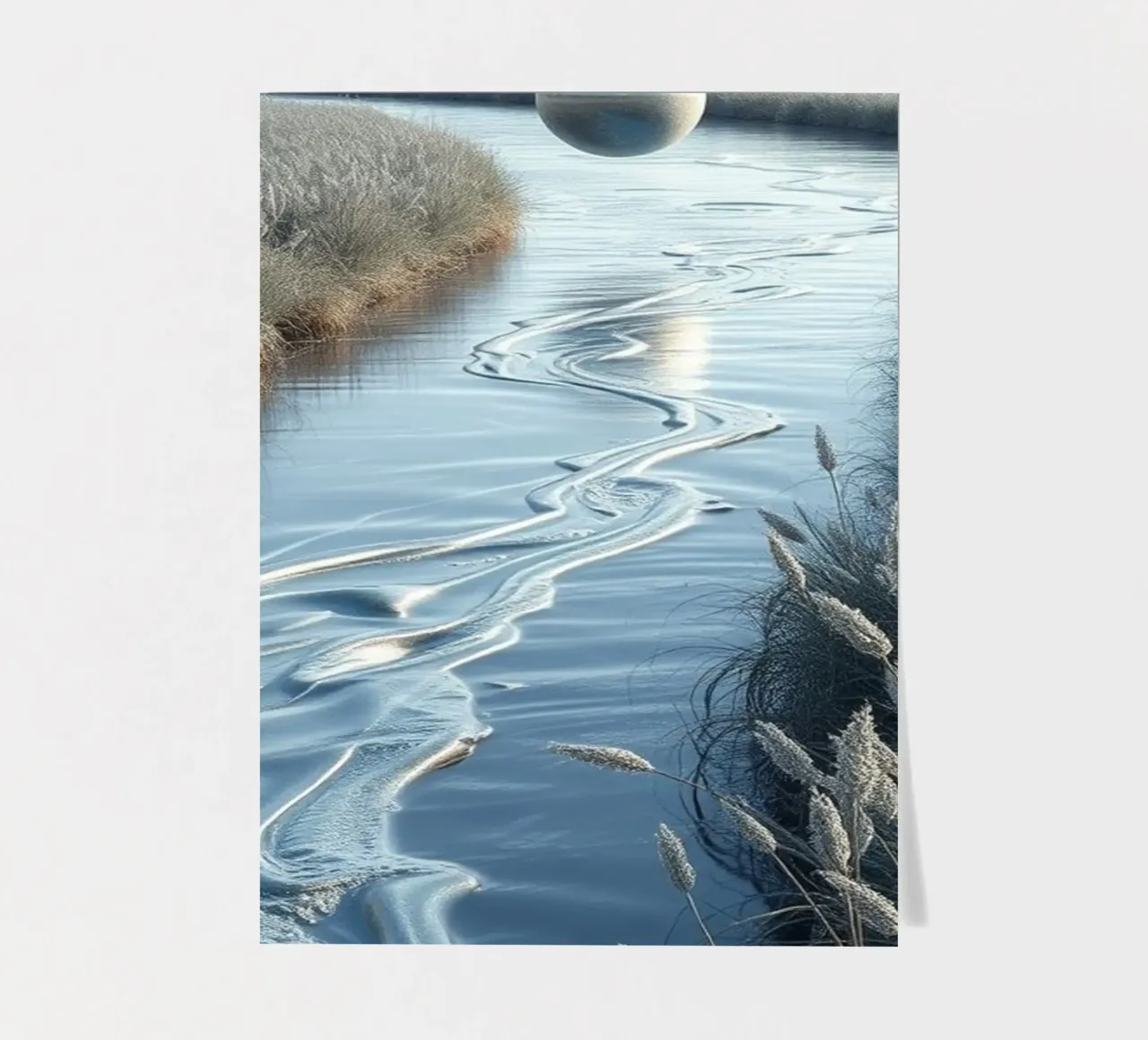 Paesaggio onirico sereno: Il riflesso di una sfera d'argento foglio adesivo da Artistic-shop