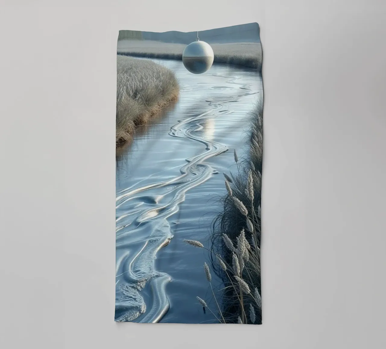 Paesaggio onirico sereno: Il riflesso di una sfera d'argento asciugamano da bagno da Artistic-shop