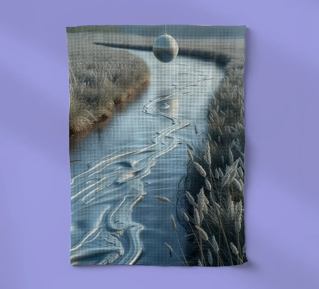 Paesaggio onirico sereno: Il riflesso di una sfera d'argento canovaccio da cucina da Artistic-shop