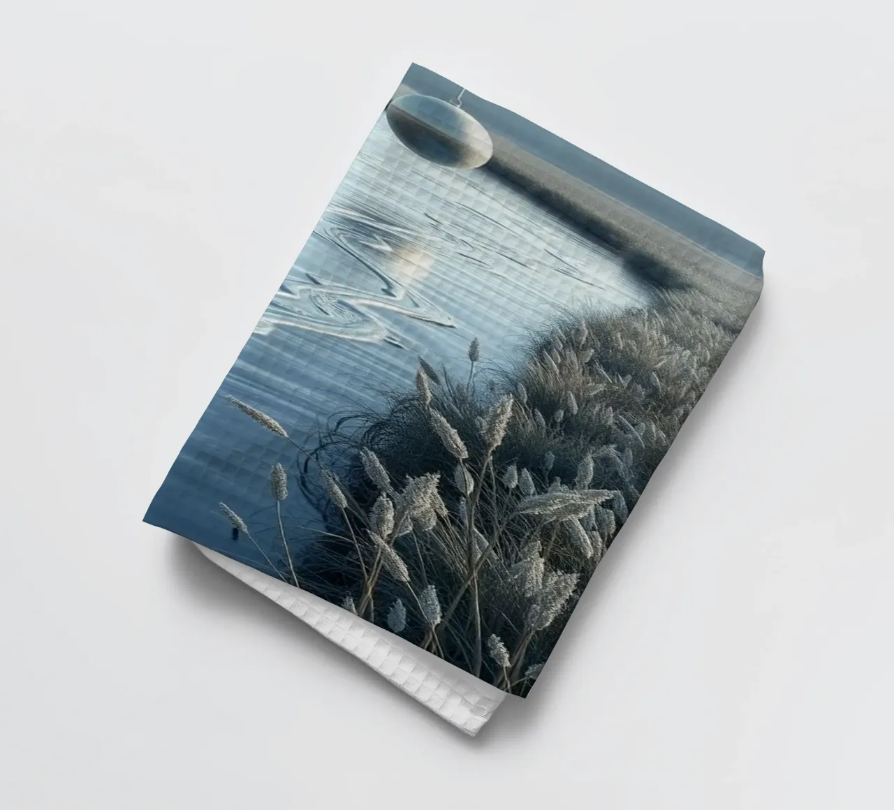 Paesaggio onirico sereno: Il riflesso di una sfera d'argento canovaccio da cucina da Artistic-shop