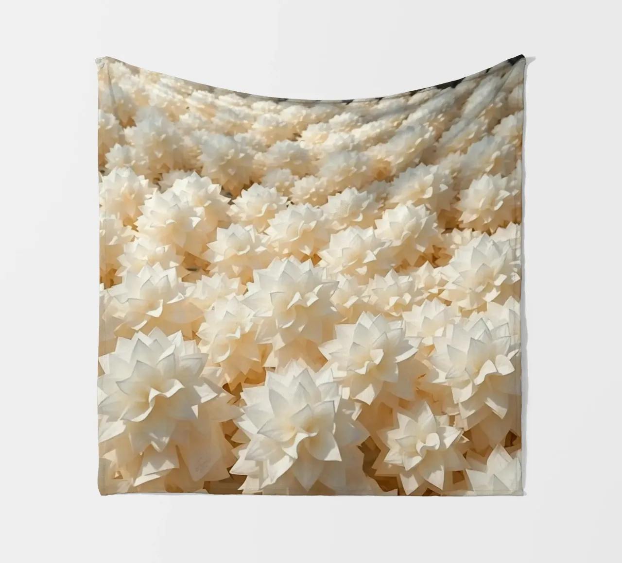 Luminescent White Dahlias: A Field of Paper fleece blanket by Artistic-shop
