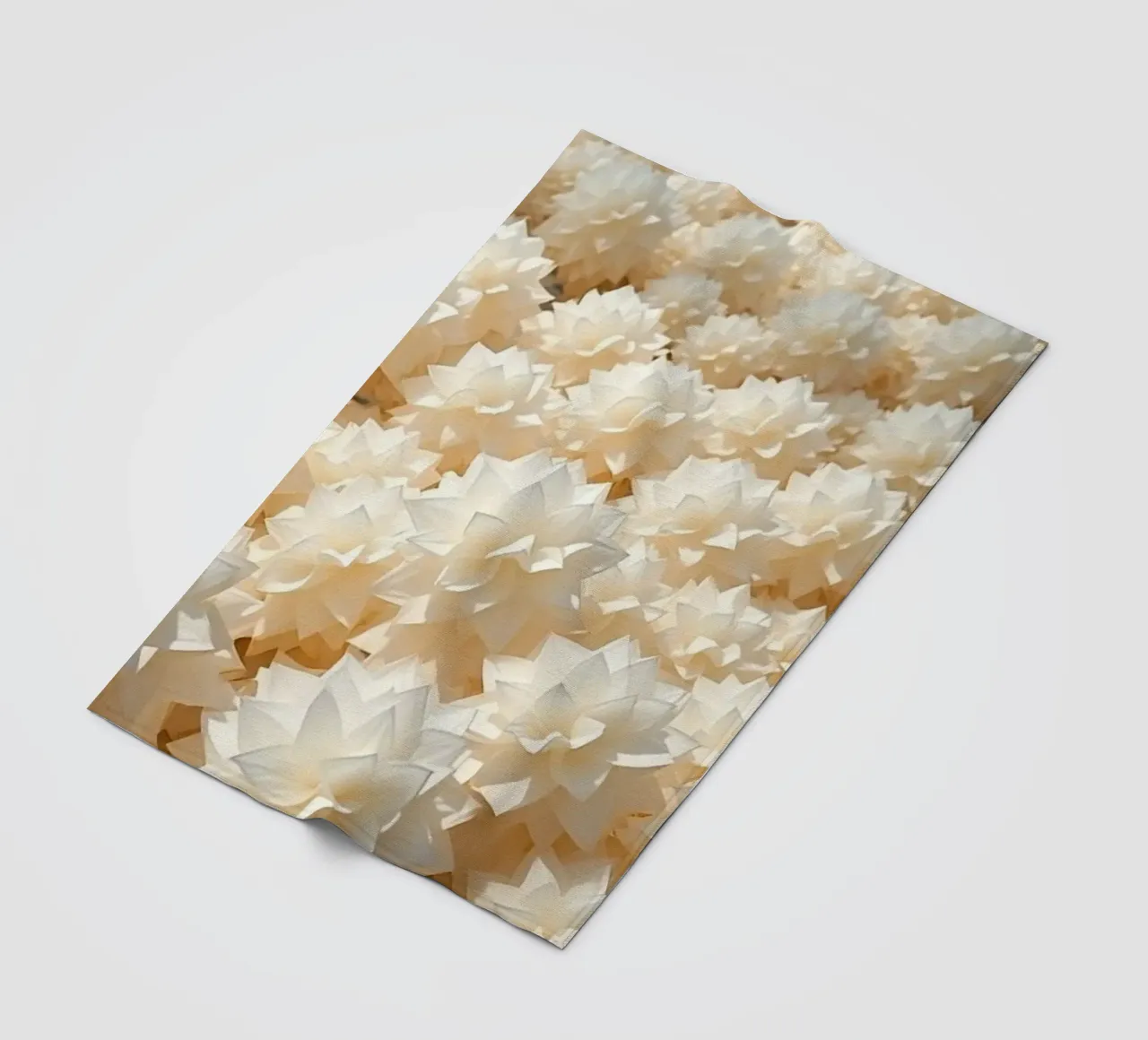 Luminescent White Dahlias: A Field of Paper fleece blanket by Artistic-shop