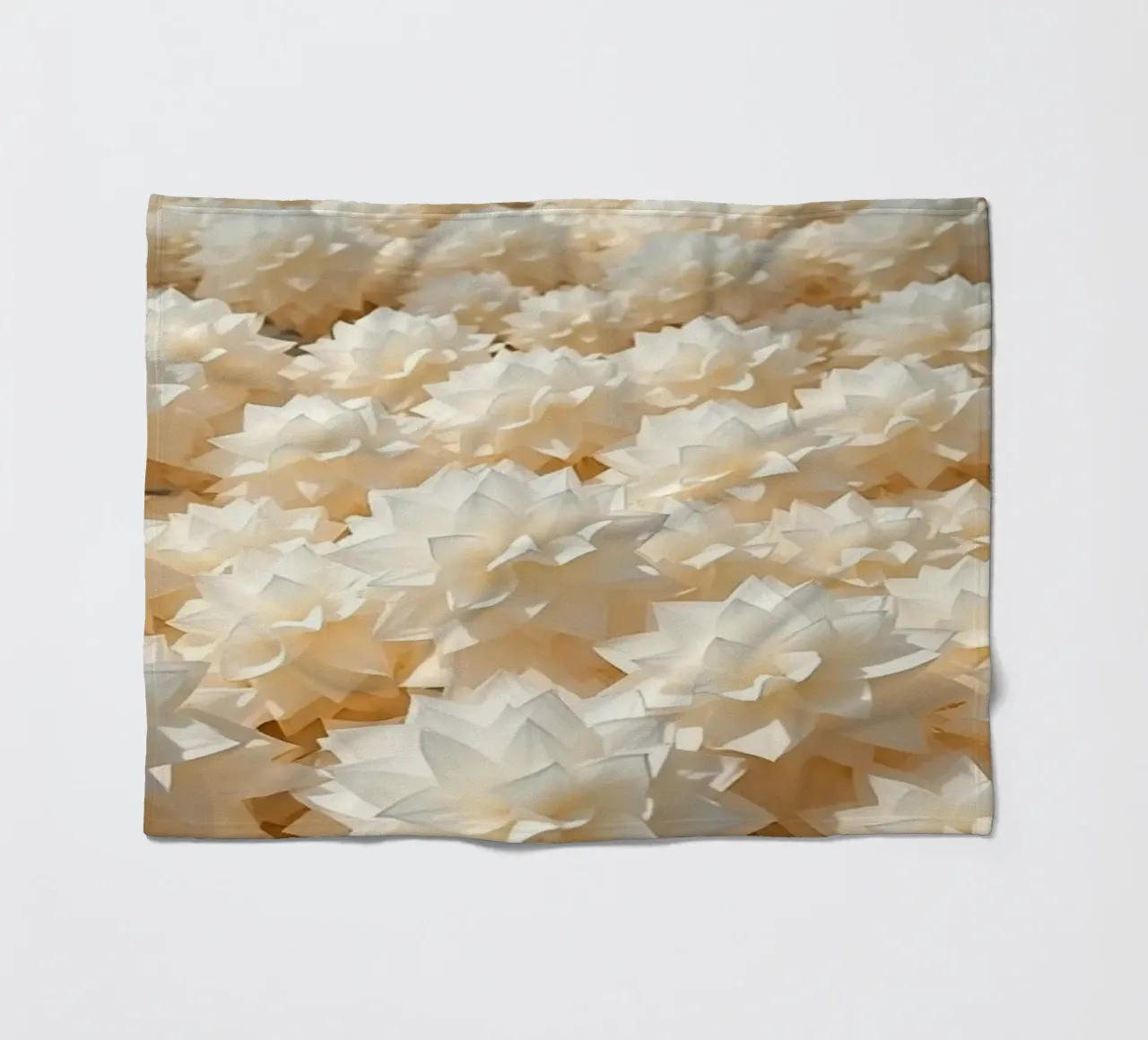 Luminescent White Dahlias: A Field of Paper fleece blanket by Artistic-shop