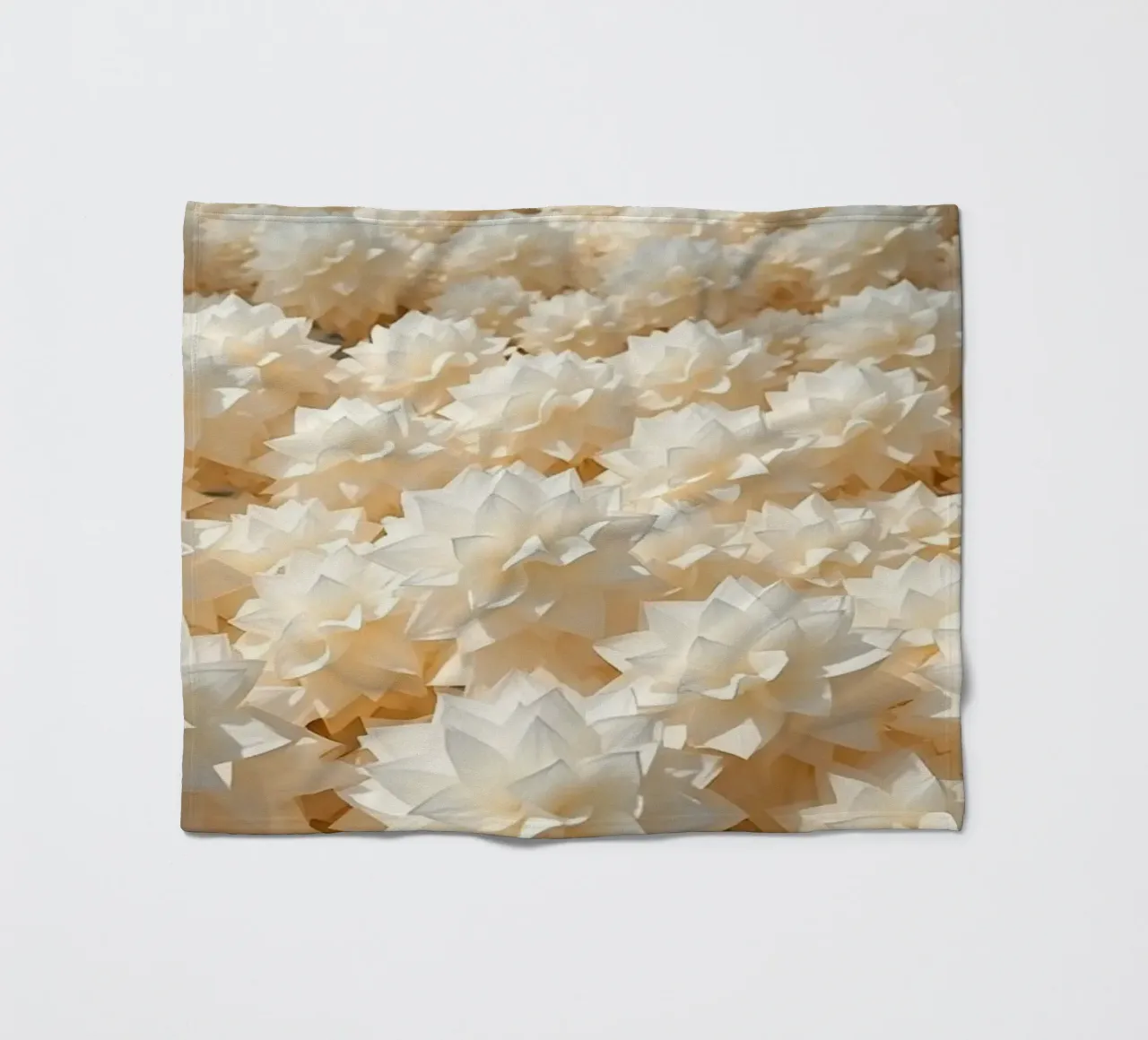 Luminescent White Dahlias: A Field of Paper fleece blanket by Artistic-shop